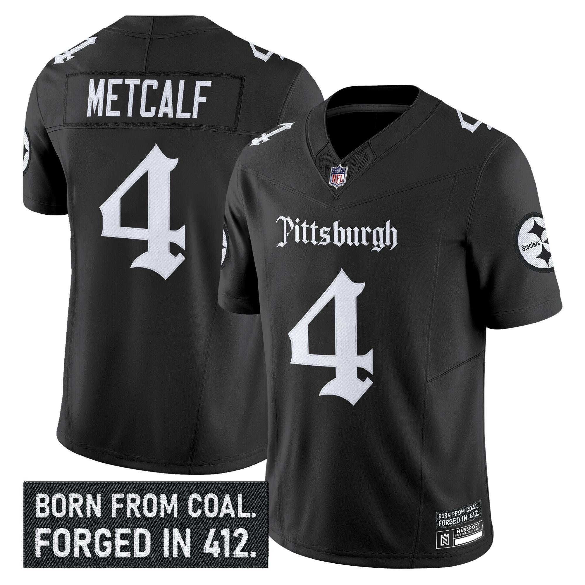 DK Metcalf Men's Pittsburgh Steelers Gothic Steel City Edition Vapor Limited Black Jersey - All Stitched