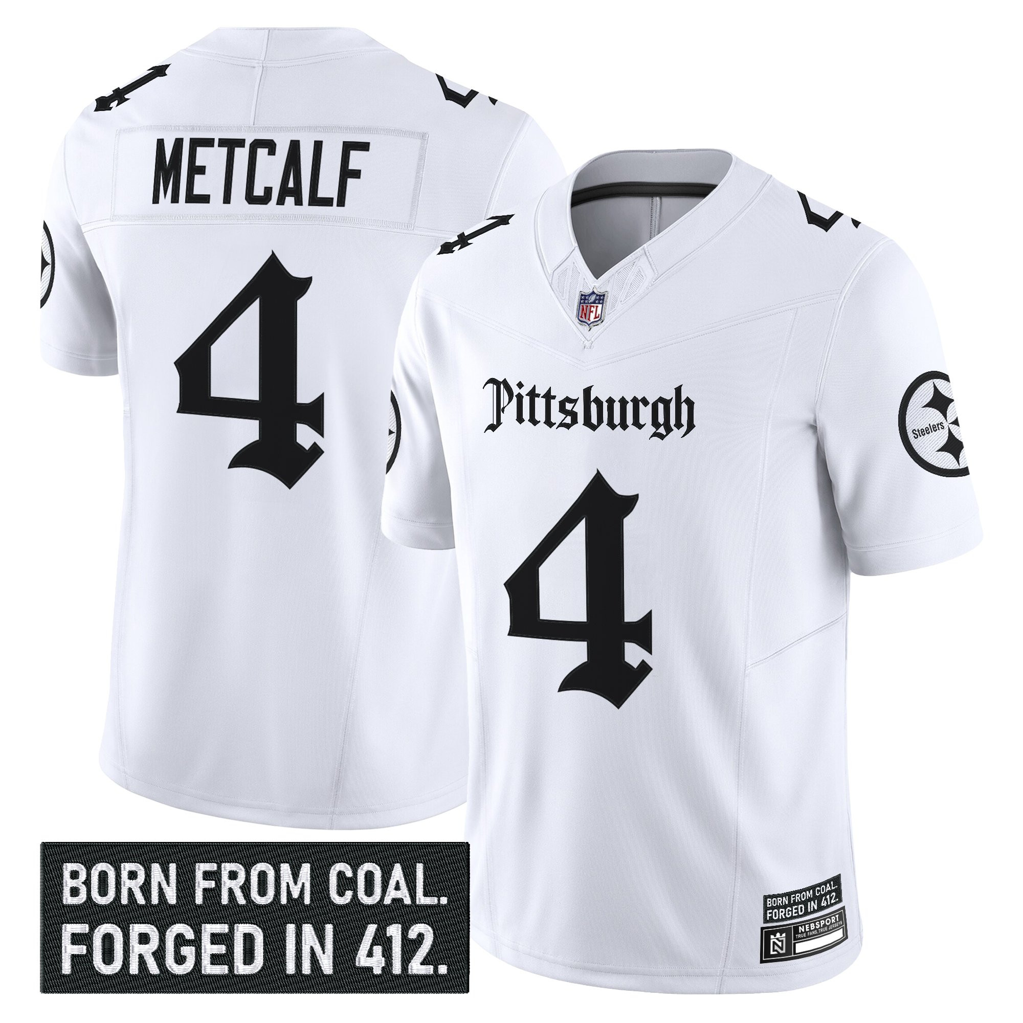 DK Metcalf Men's Pittsburgh Steelers Gothic Steel City Edition Vapor Limited White Jersey - All Stitched
