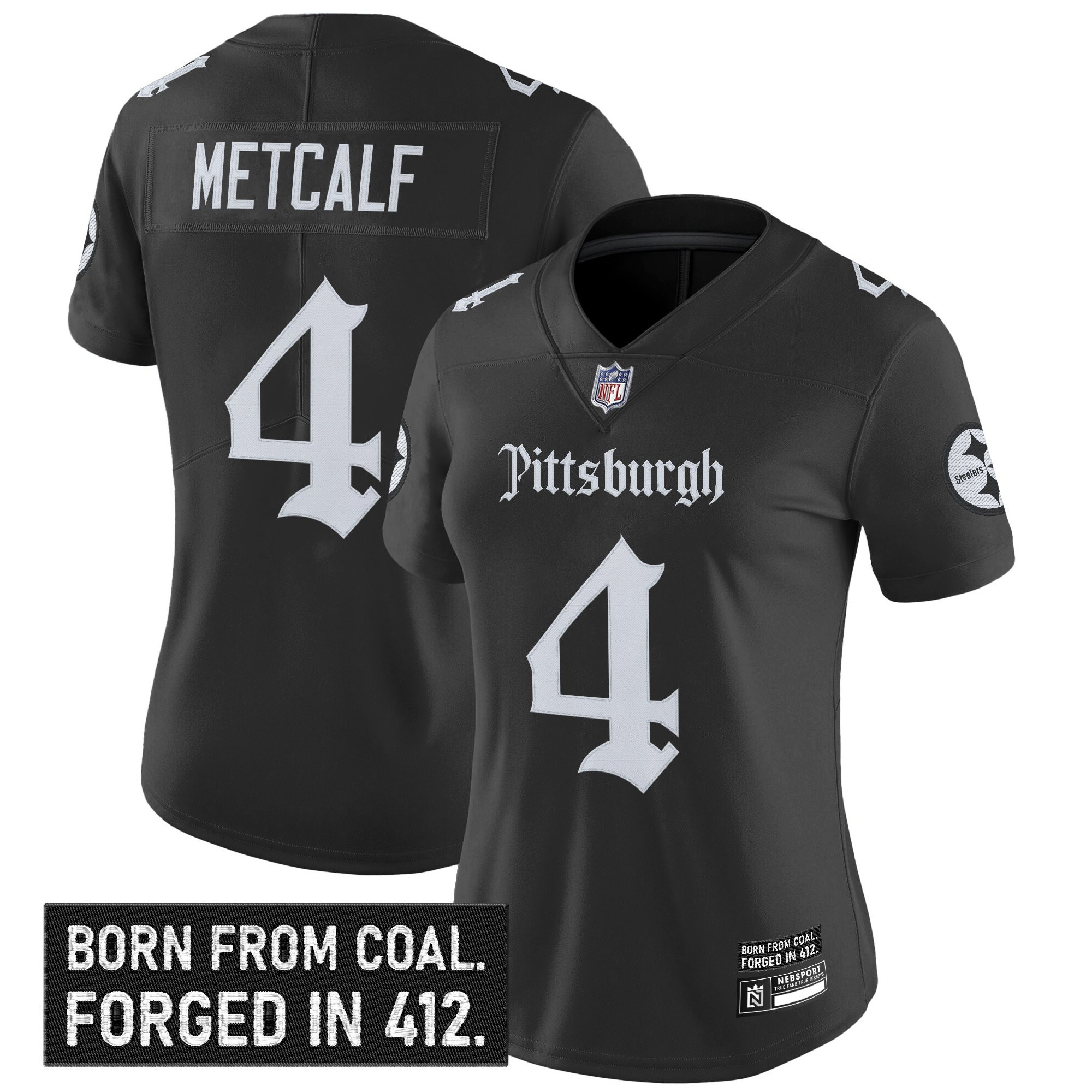 DK Metcalf Women's Pittsburgh Steelers Gothic Steel City Edition Vapor Limited Black Jersey - All Stitched