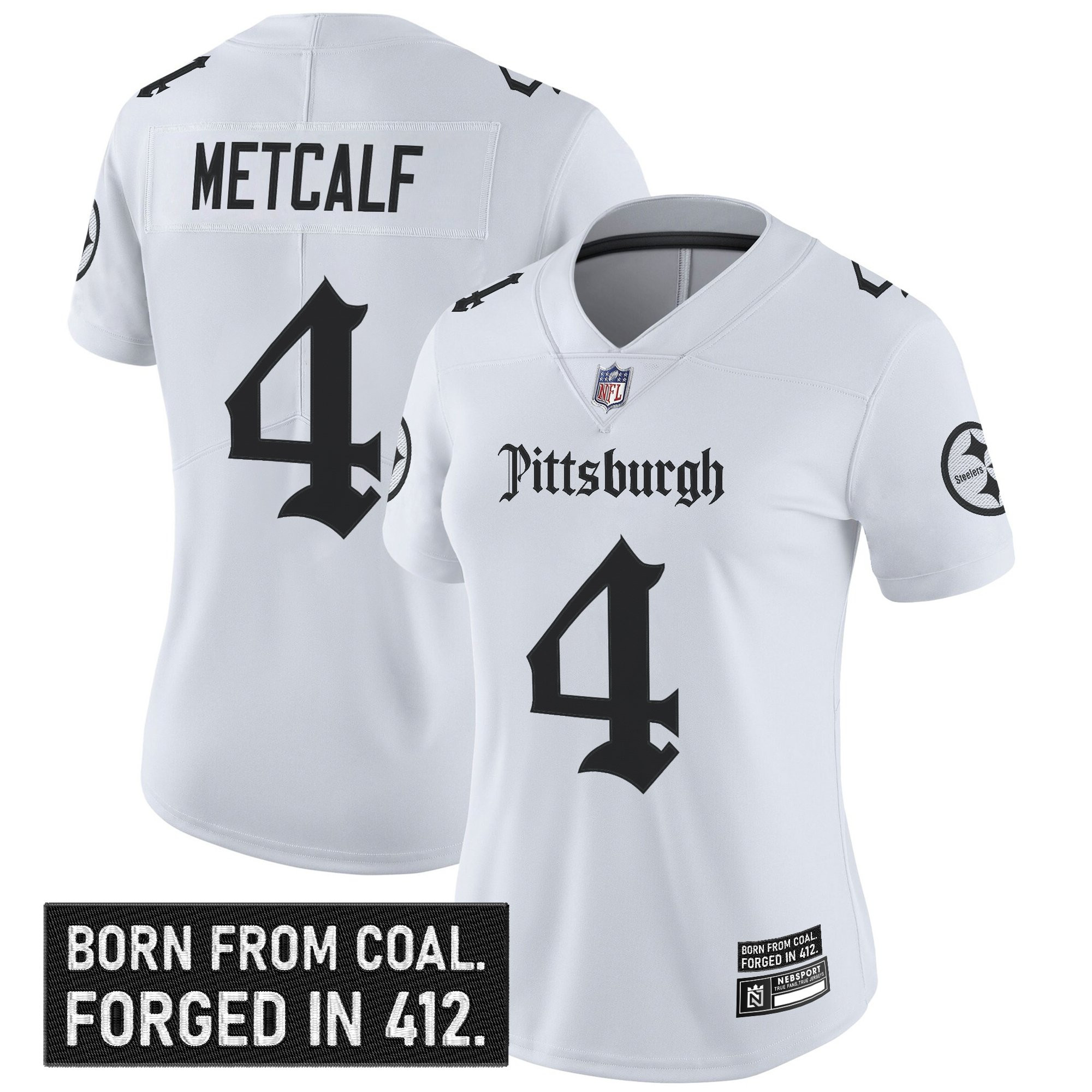 DK Metcalf Women's Pittsburgh Steelers Gothic Steel City Edition Vapor Limited White Jersey - All Stitched