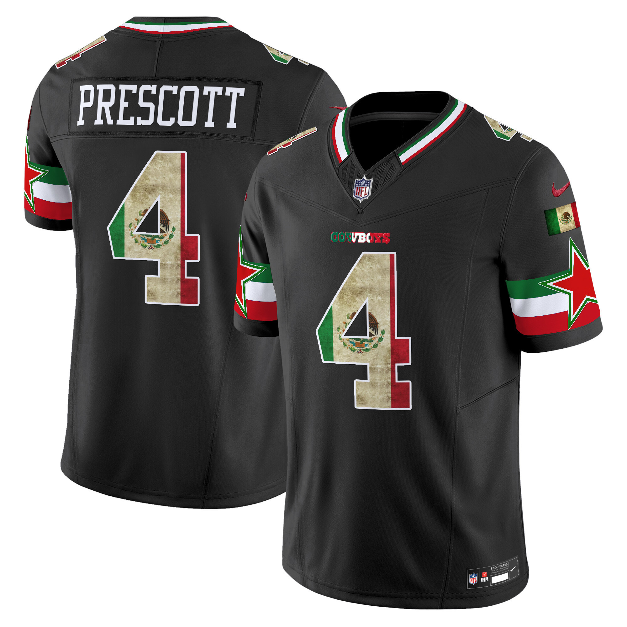 Dak Prescott Men's Dallas Cowboys Mexico Vapor Limited Black Jersey V3 - All Stitched