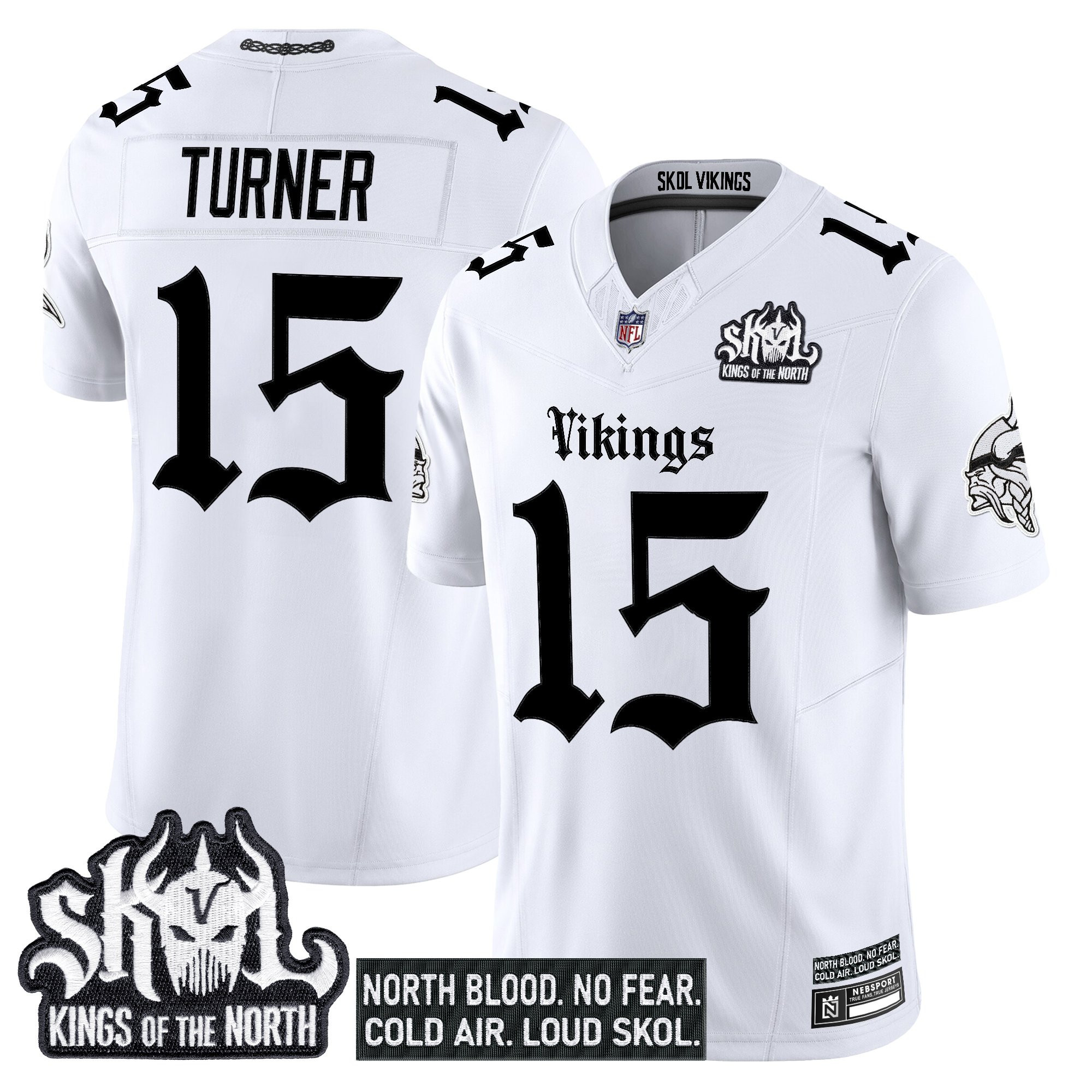 Dallas Turner Men's Minnesota Vikings Gothic Norseblood Edition Vapor Limited White Jersey - All Stitched