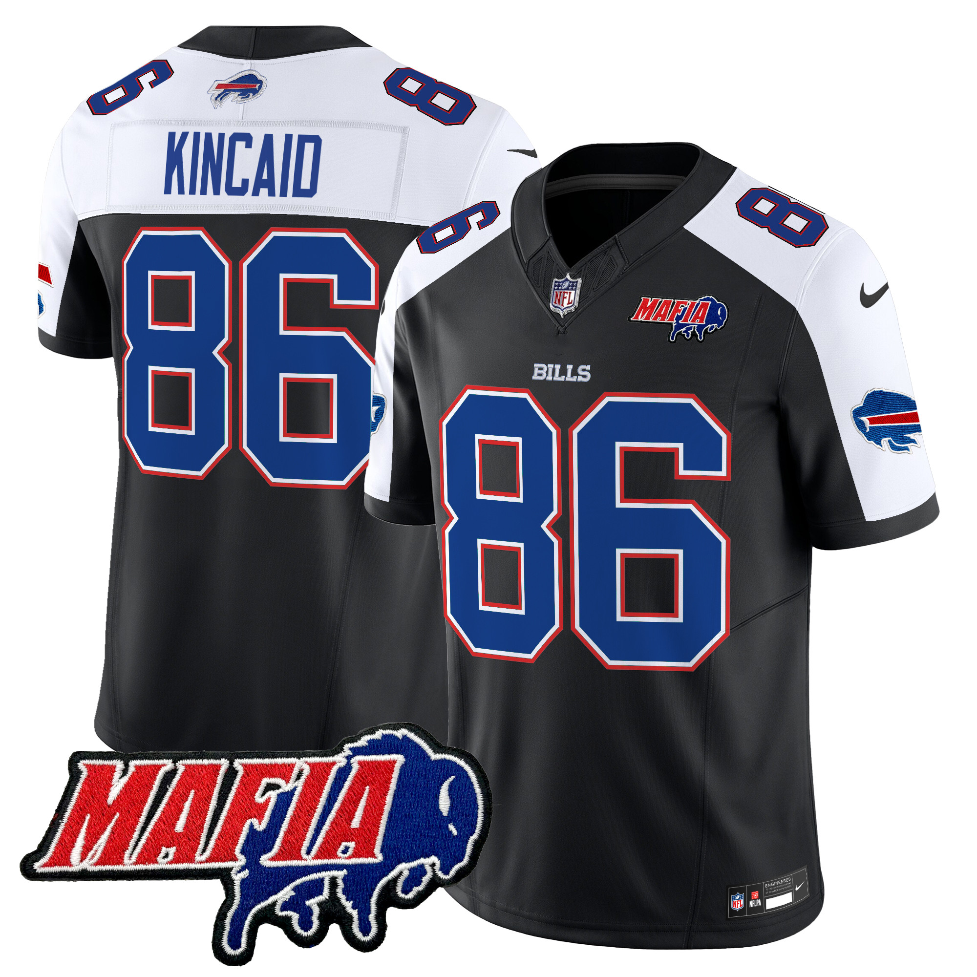 Dalton Kincaid Men's Buffalo Bills 2024 Buffalo Bills Mafia Patch Vapor Limited Black Alternate Jersey - All Stitched