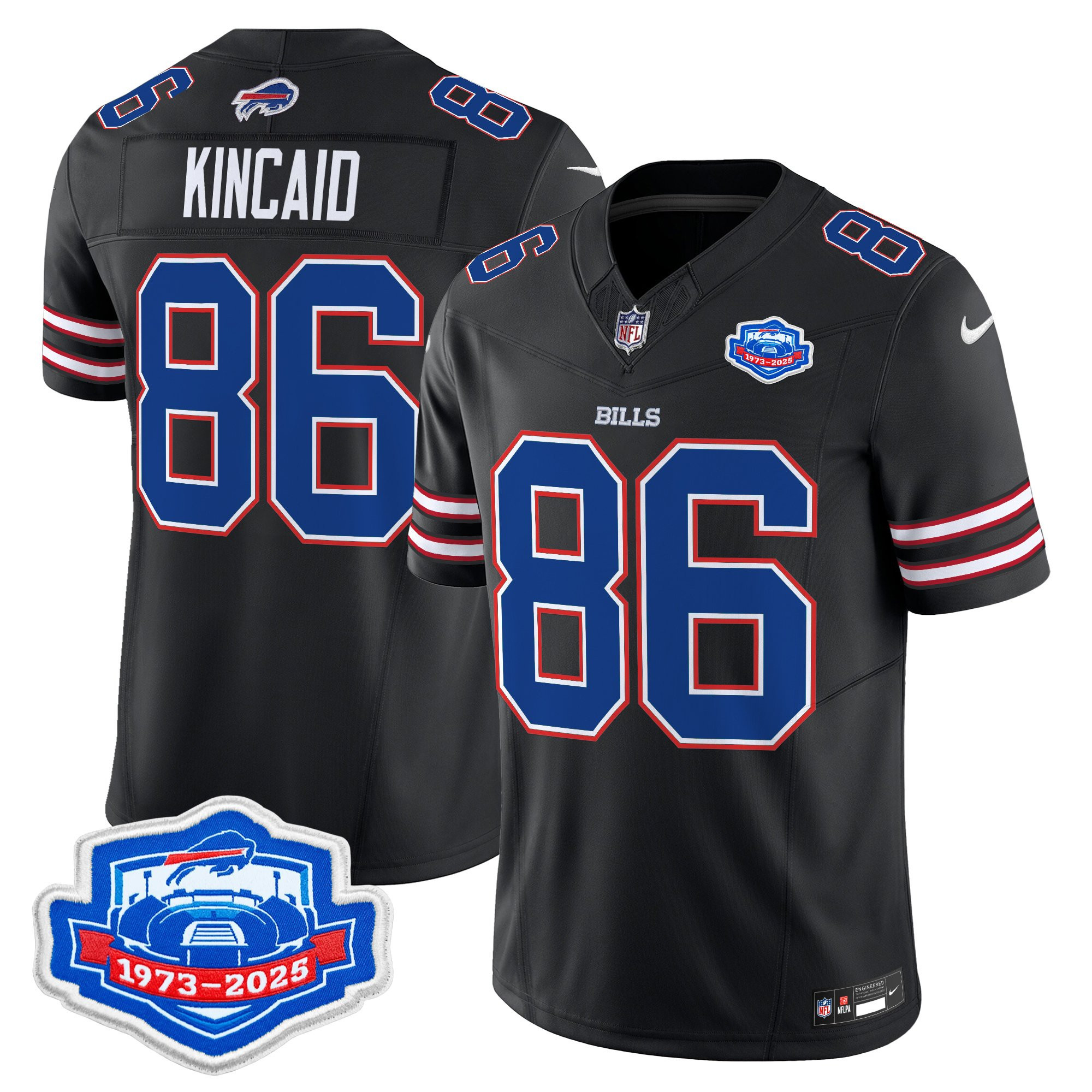 Dalton Kincaid Men's Buffalo Bills 2025 Farewell Season Patch Vapor Limited Black Jersey - All Stitched