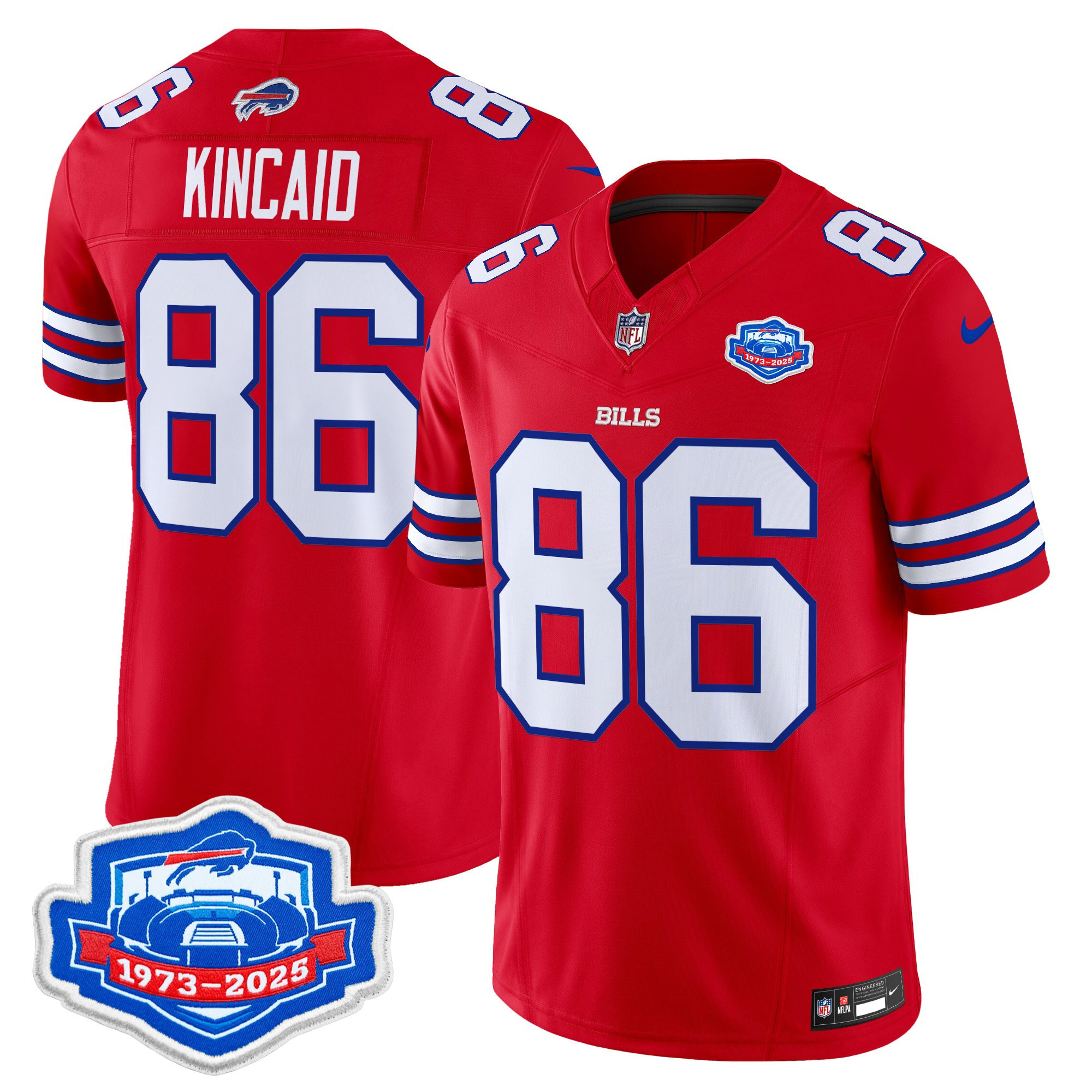 Dalton Kincaid Men's Buffalo Bills 2025 Farewell Season Patch Vapor Limited Red Jersey - All Stitched