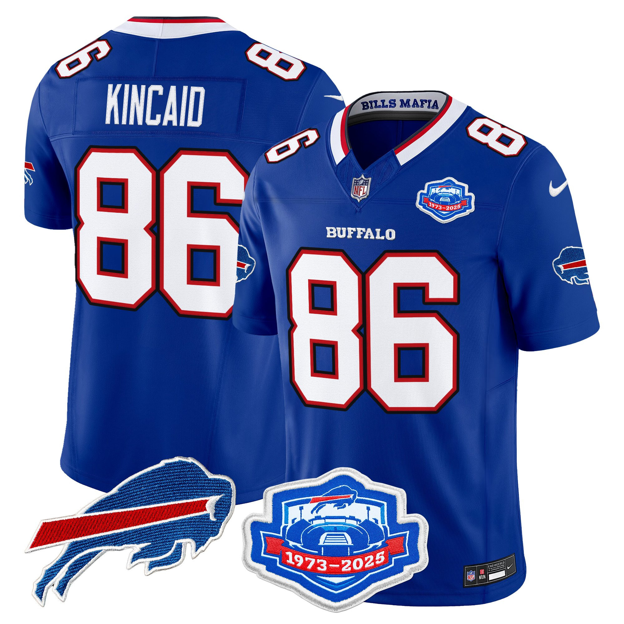 Dalton Kincaid Men's Buffalo Bills 2025 Rivalries Vapor Limited Royal Jersey - Farewell Season Patch - All Stitched