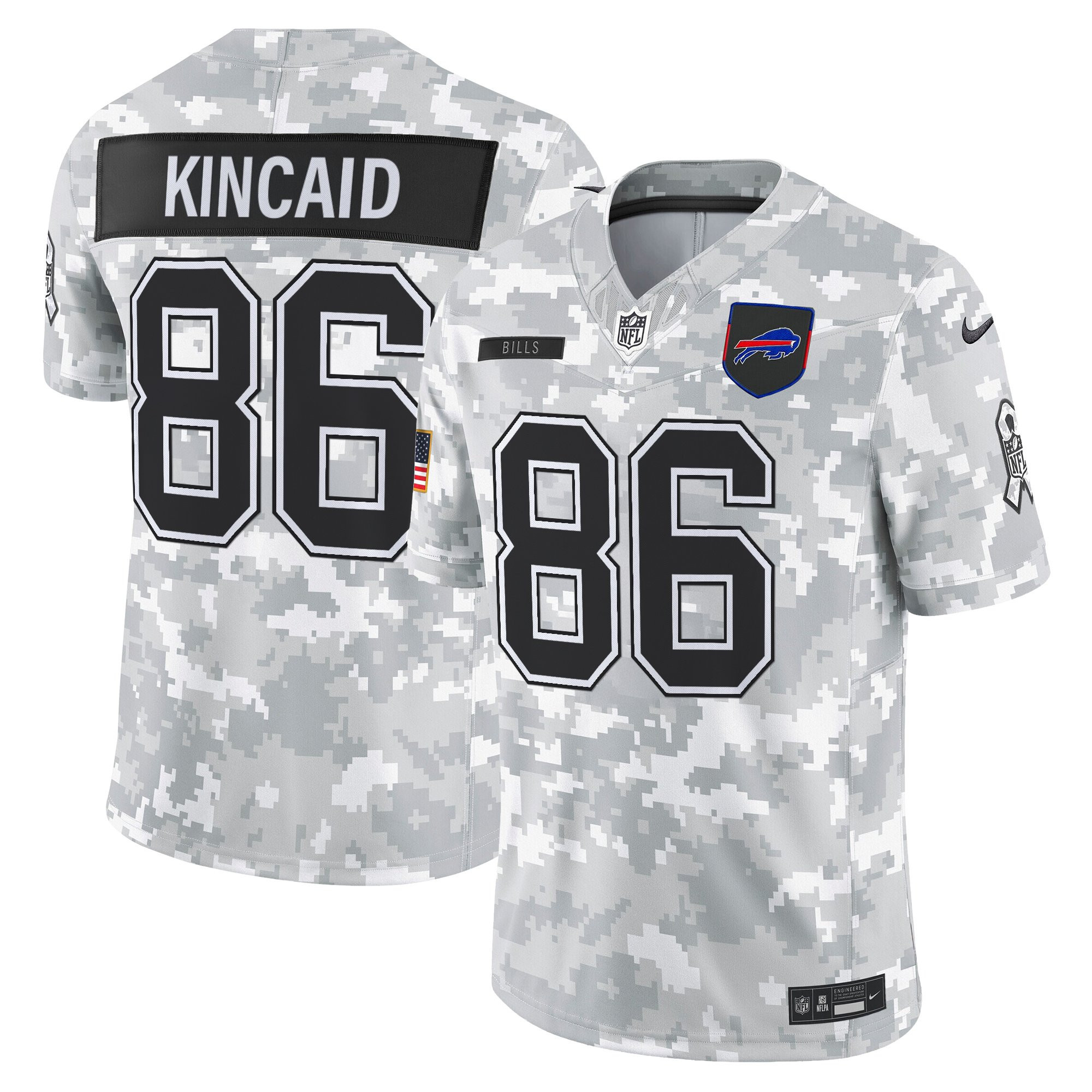 Dalton Kincaid Men's Buffalo Bills 2025 Salute to Service Vapor Limited Arctic Camo Jersey - All Stitched