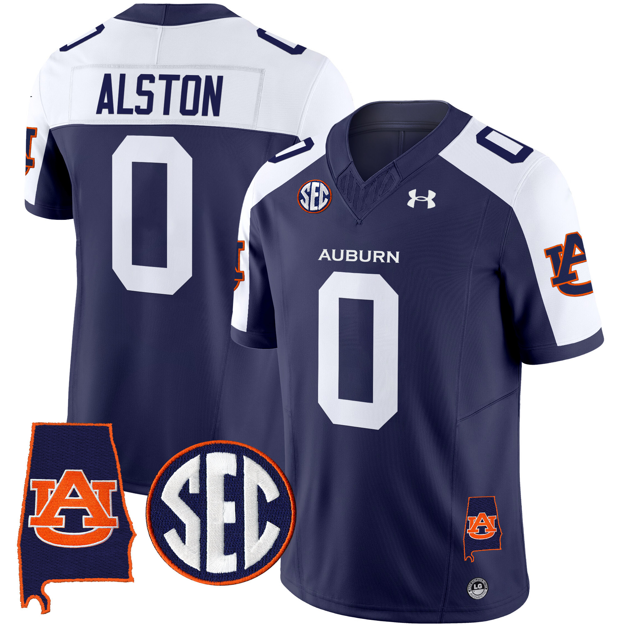 Damari Alston Men's Auburn Tigers 2025 Alabama Patch Vapor Limited Navy Alternate Jersey - All Stitched