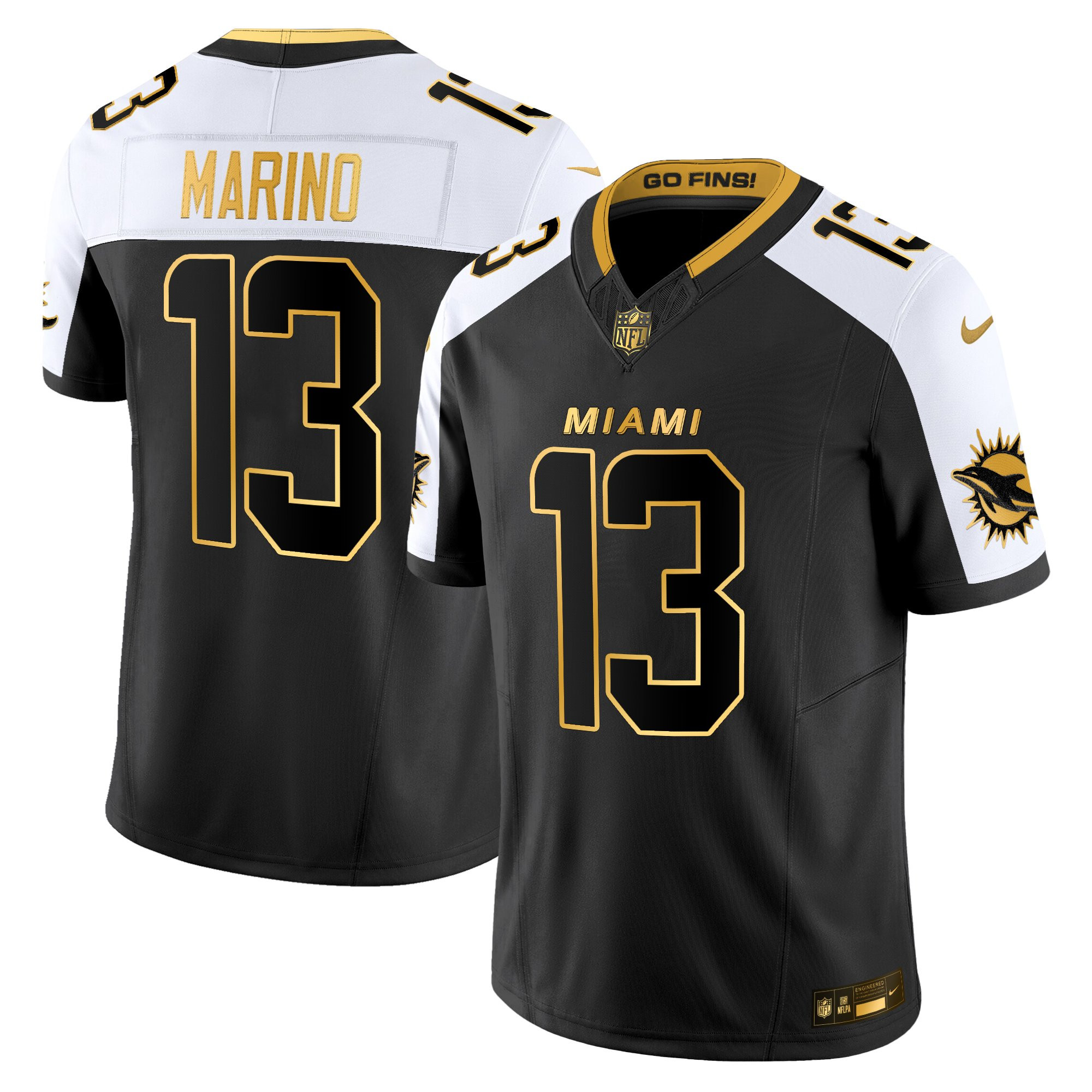 Dan Marino Men's Miami Dolphins 2025 Rivalries Gold Vapor Limited Alternate Jersey - All Stitched