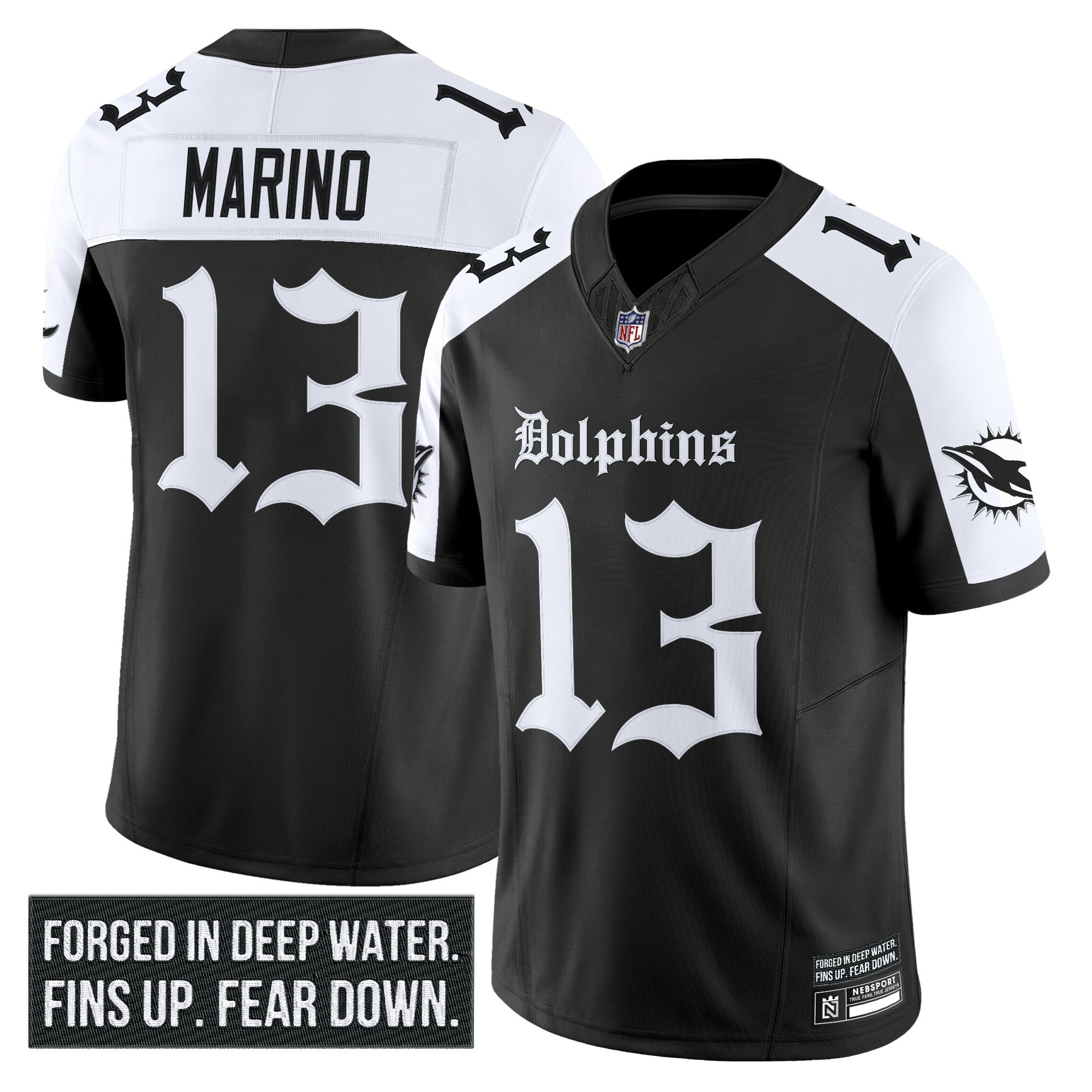 Dan Marino Men's Miami Dolphins Gothic Deep Water Edition Vapor Limited Alternate Jersey - All Stitched