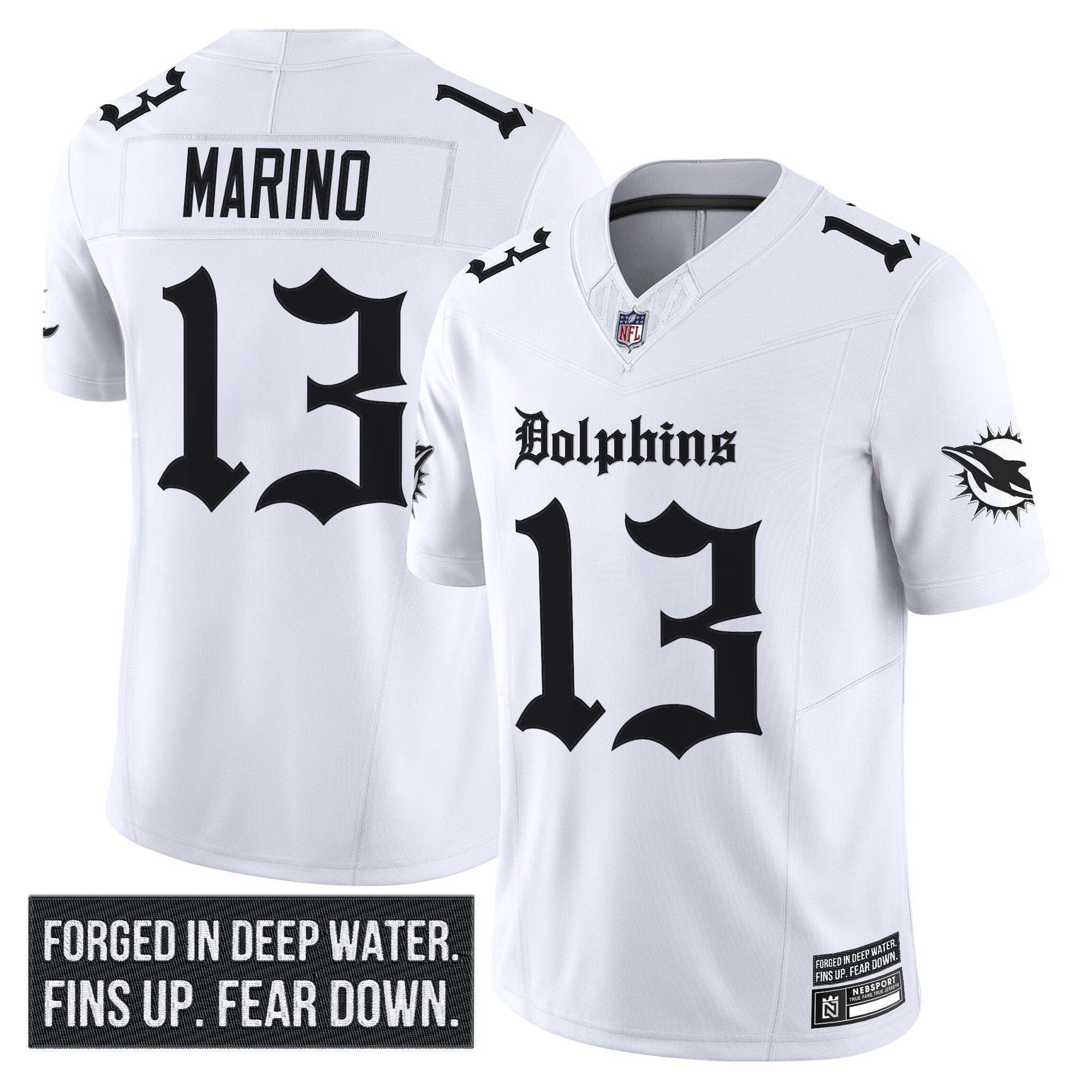 Dan Marino Men's Miami Dolphins Gothic Deep Water Edition Vapor Limited White Jersey - All Stitched