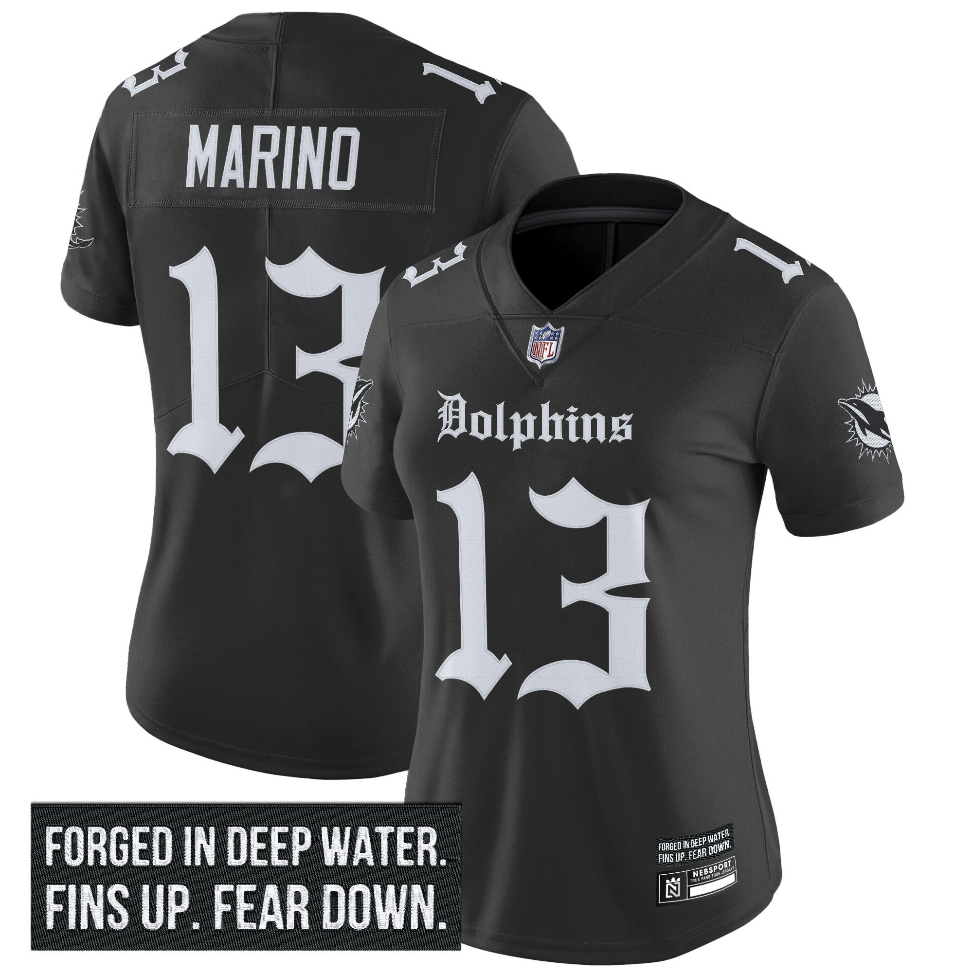 Dan Marino Women's Miami Dolphins Gothic Deep Water Edition Vapor Limited Black Jersey - All Stitched