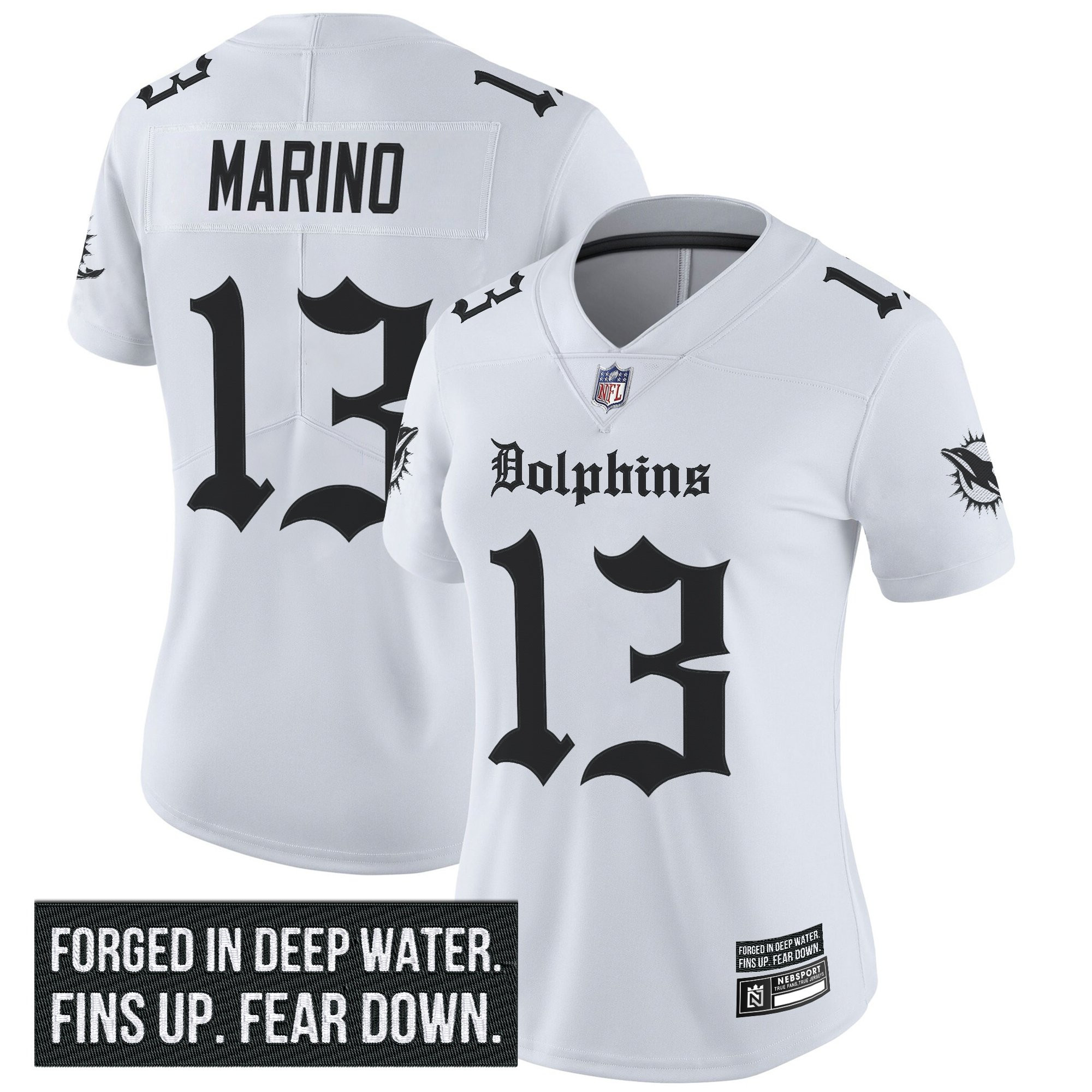 Dan Marino Women's Miami Dolphins Gothic Deep Water Edition Vapor Limited White Jersey - All Stitched