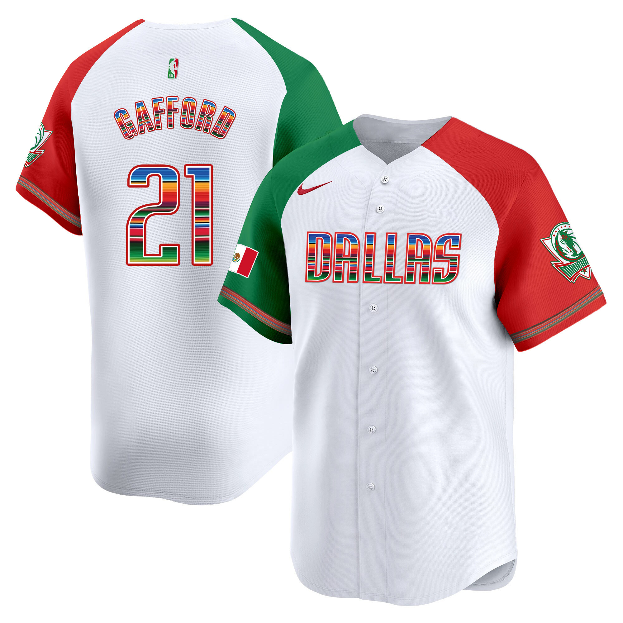 Daniel Gafford Men's Dallas Mavericks Mexico Vapor Baseball Alternate Jersey - All Stitched