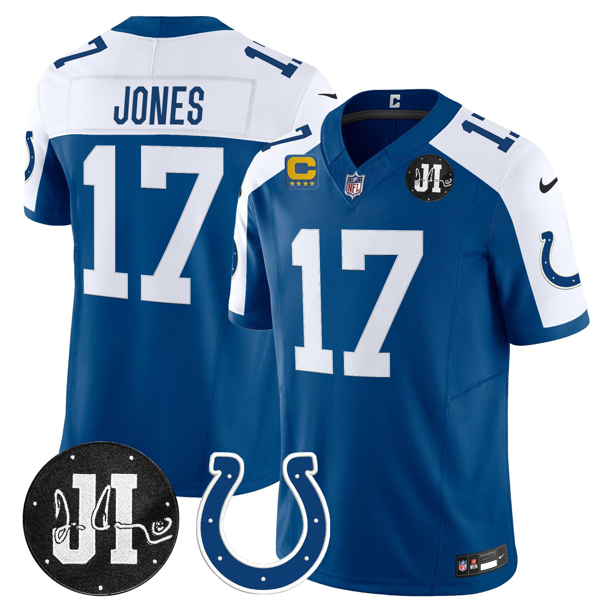 Daniel Jones Men's Indianapolis Colts 2025 Jim Irsay Patch Vapor Limited Royal Alternate Jersey - All Stitched