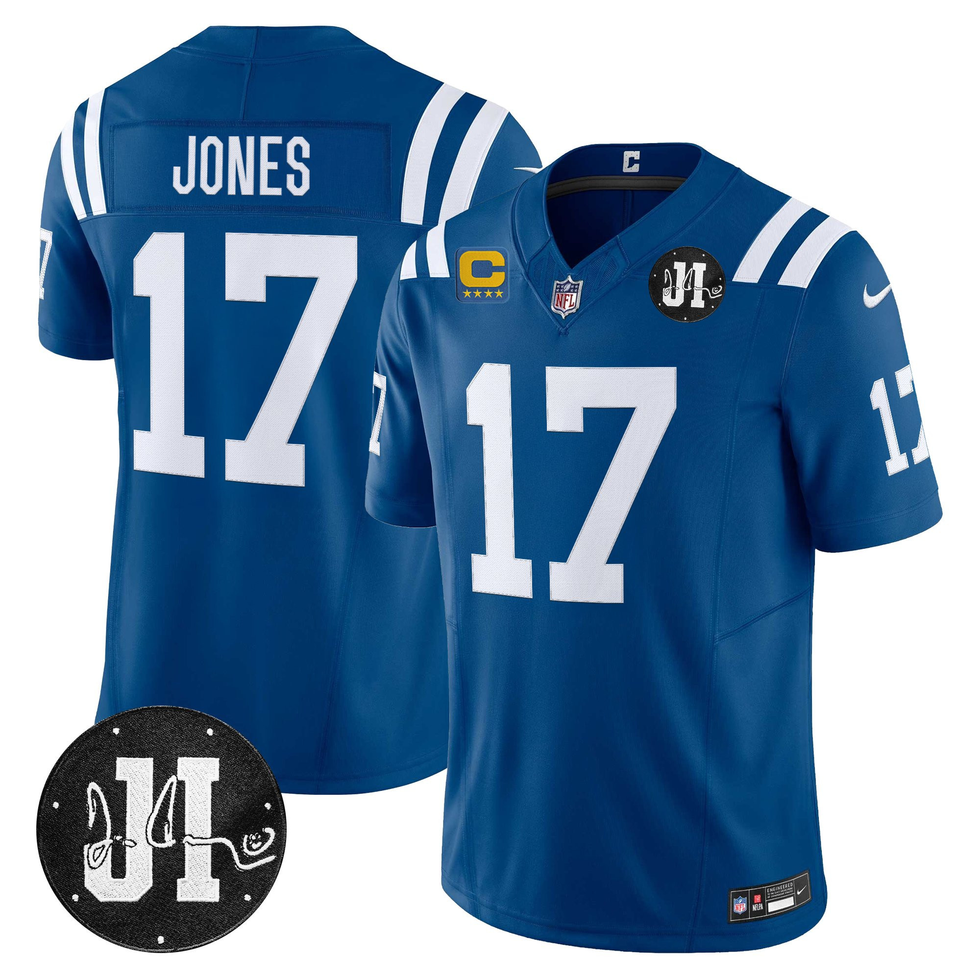 Daniel Jones Men's Indianapolis Colts 2025 Jim Irsay Patch Vapor Limited Royal Jersey - All Stitched