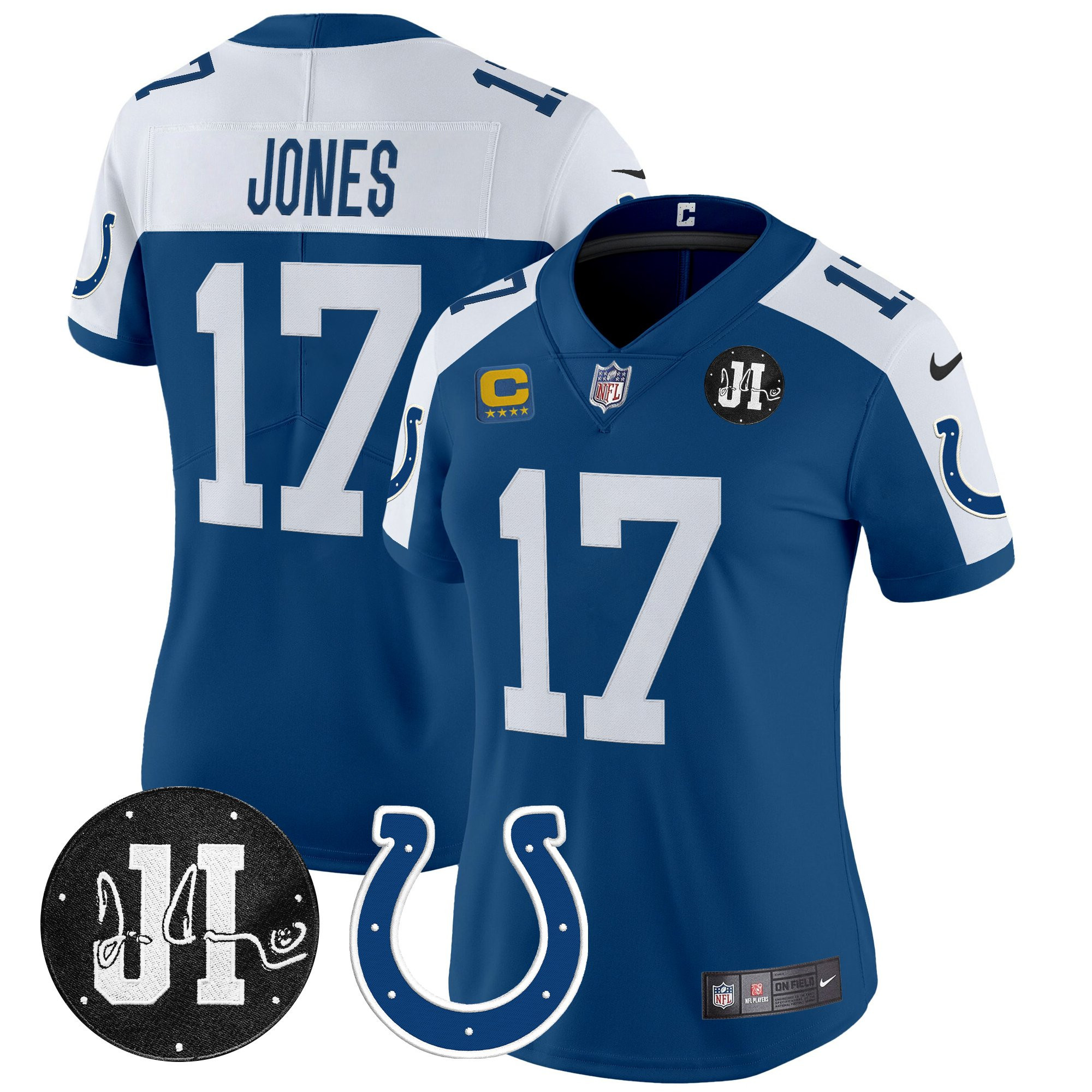 Daniel Jones Women's Indianapolis Colts 2025 Jim Irsay Patch Vapor Limited Royal Alternate Jersey - All Stitched