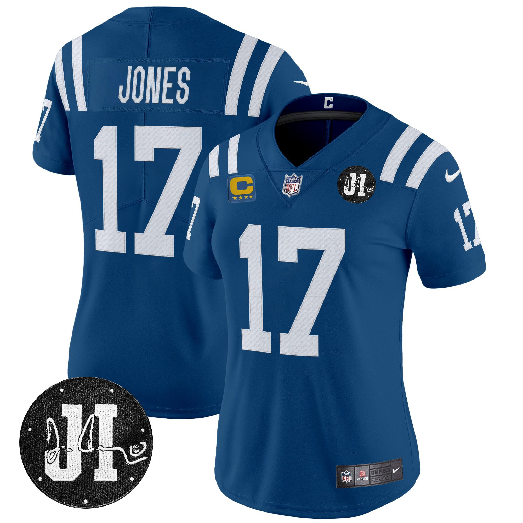 Daniel Jones Women's Indianapolis Colts 2025 Jim Irsay Patch Vapor Limited Royal Jersey - All Stitched