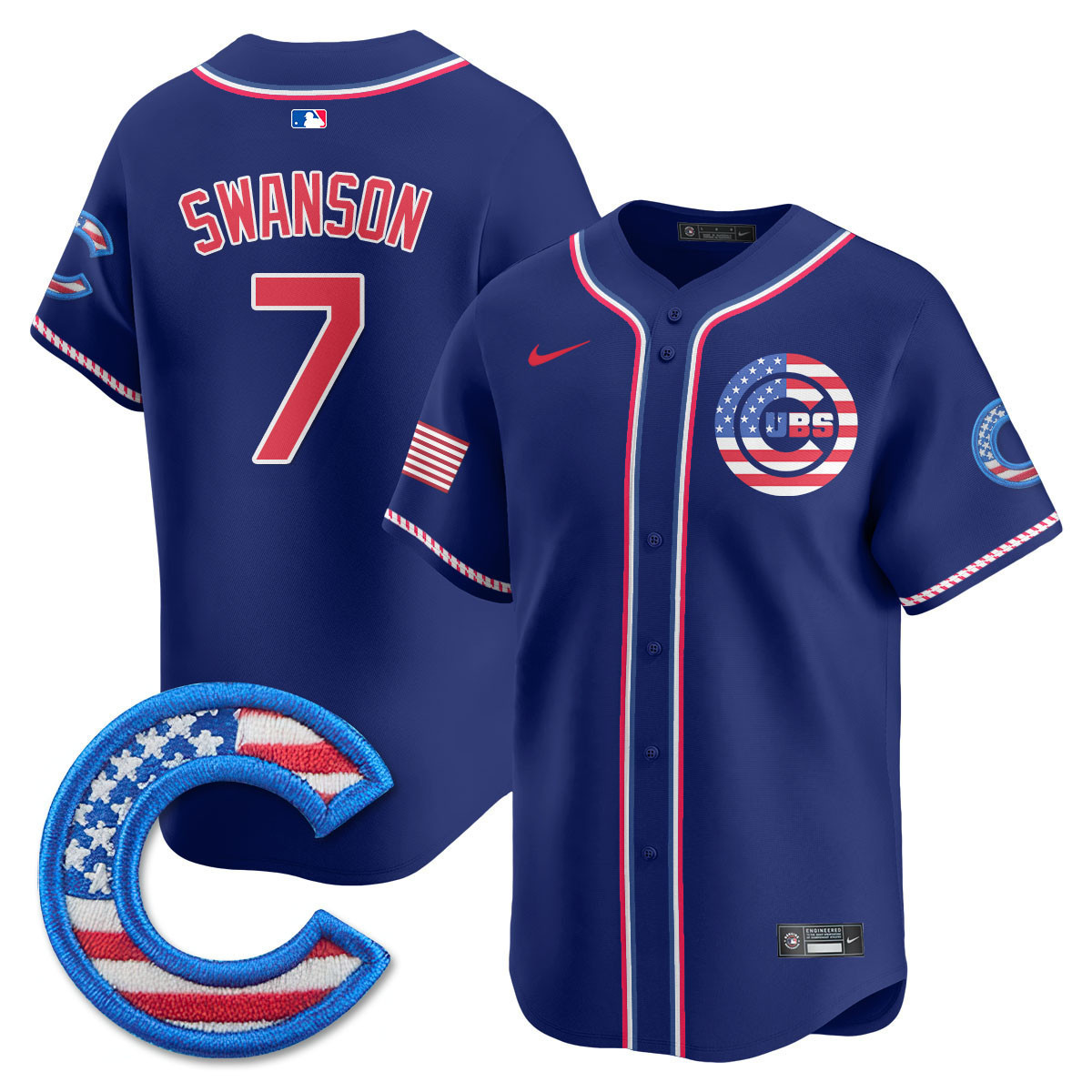 Dansby Swanson Men's Chicago Cubs 2025 Fourth of July Vapor Premier Limited Royal Jersey - All Stitched