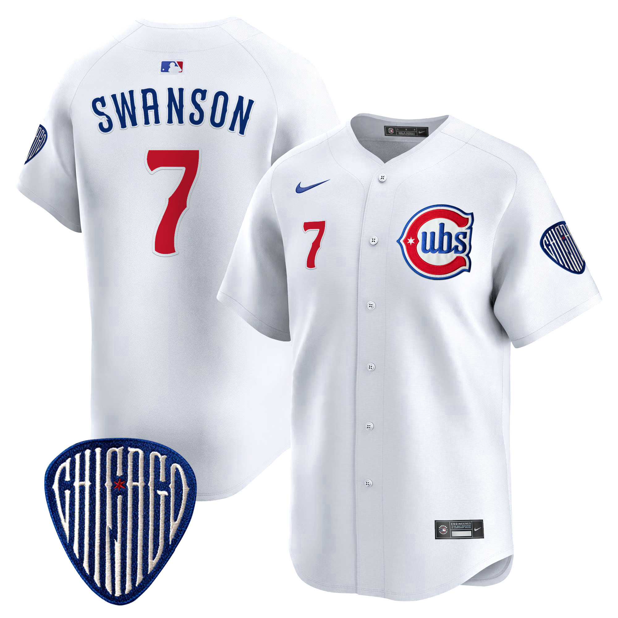 Dansby Swanson Men's Chicago Cubs Blue Alternate Vapor Premier Limited White Jersey - All Stitched