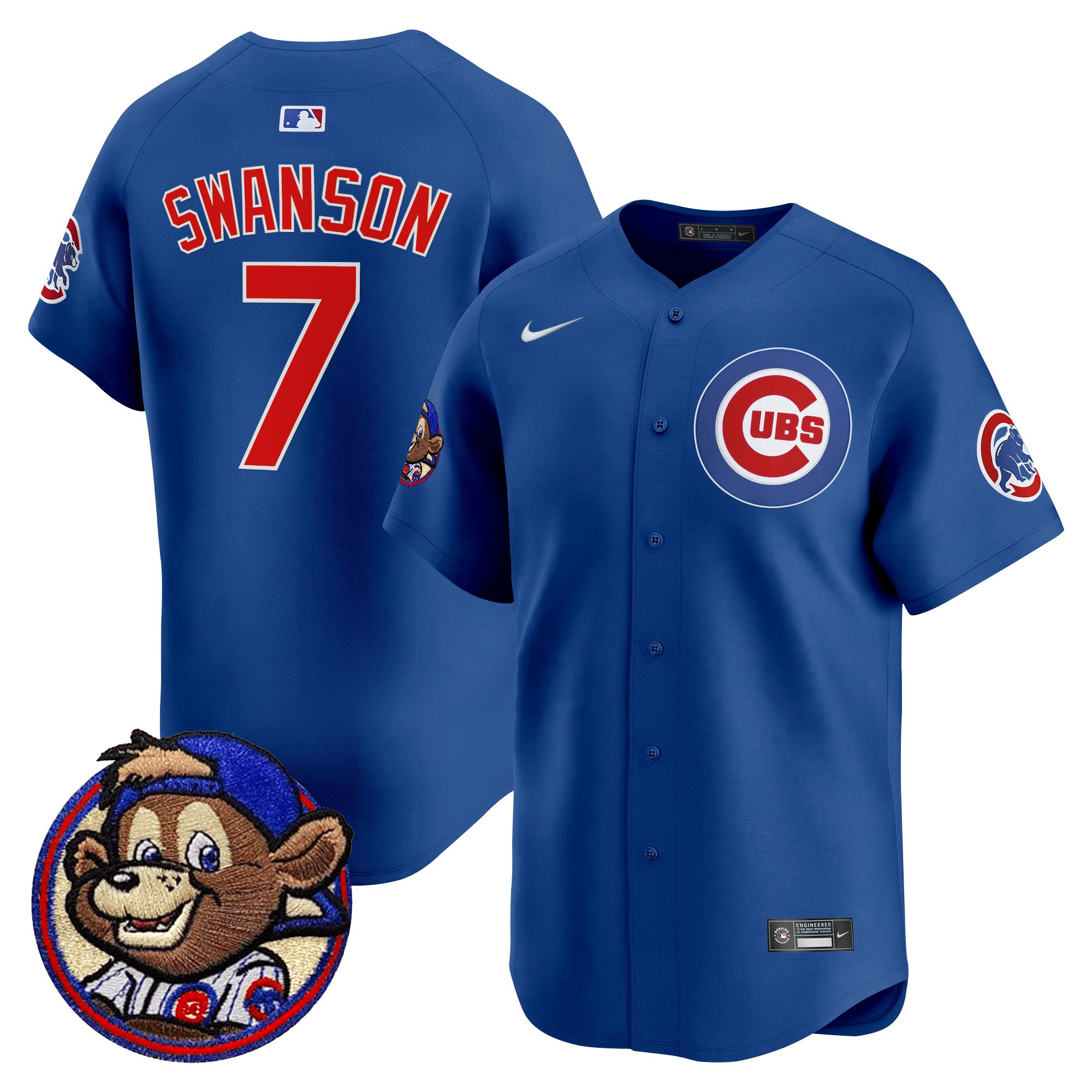 Dansby Swanson Men's Chicago Cubs Clark Patch Vapor Premier Limited Royal Jersey - All Stitched