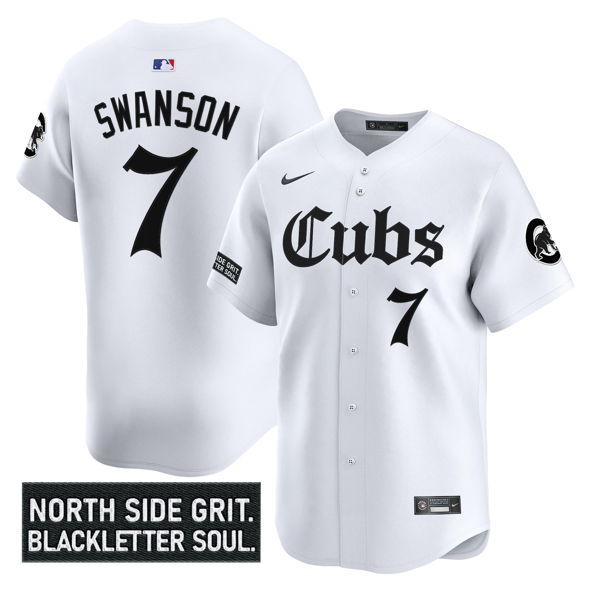 Dansby Swanson Men's Chicago Cubs 'Gothic North Side Edition Vapor Premier Limited White Jersey - All Stitched