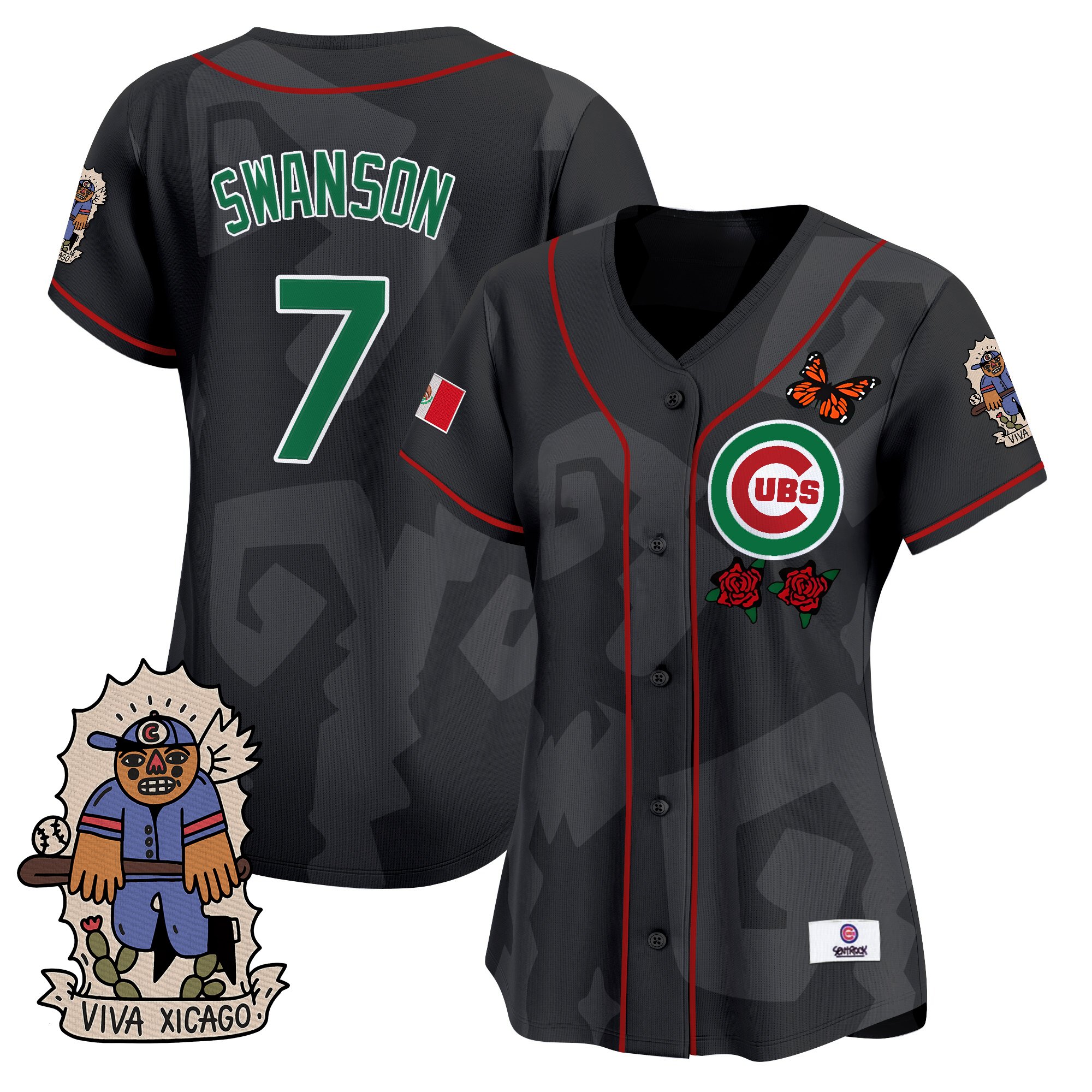 Dansby Swanson Women's 2025 Chicago Cubs Mexican Heritage Vapor Premier Limited Black Jersey - Stitched