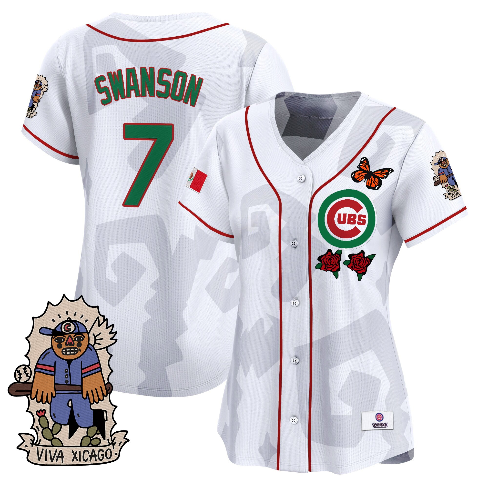 Dansby Swanson Women's 2025 Chicago Cubs Mexican Heritage Vapor Premier Limited White Jersey - Stitched