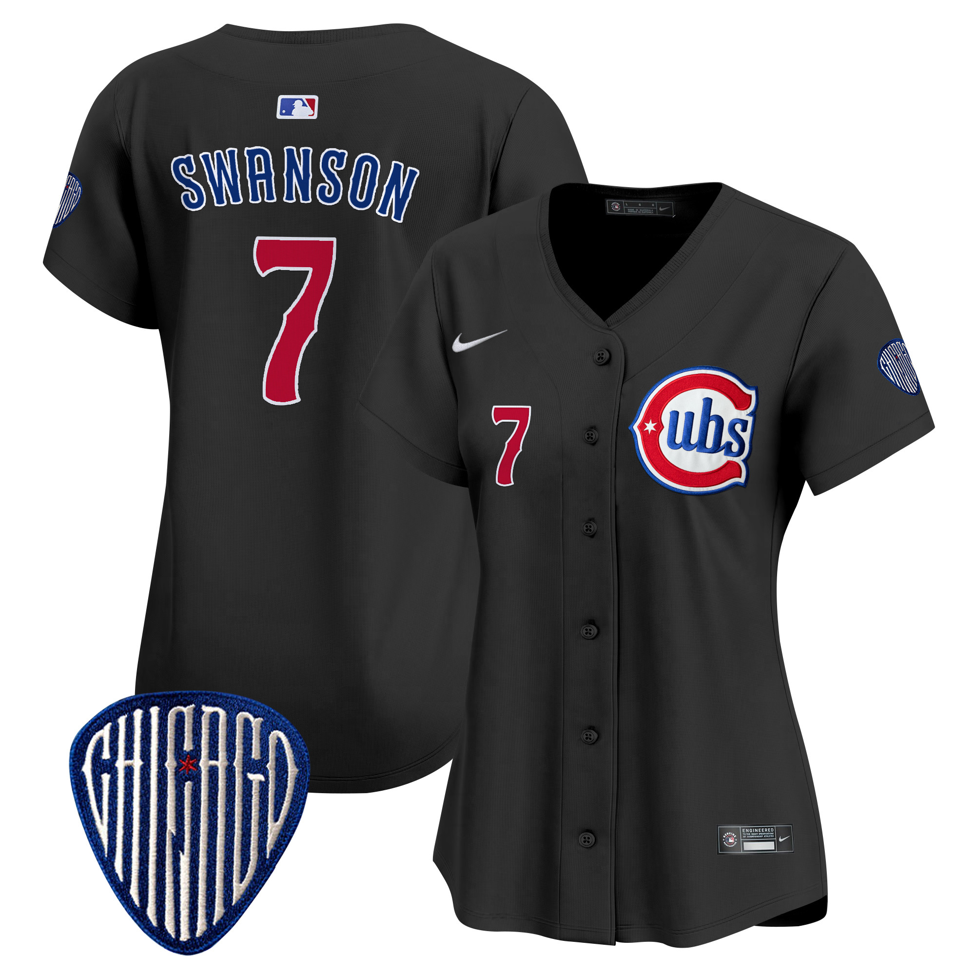 Dansby Swanson Women's Chicago Cubs Blue Alternate Vapor Premier Limited Black Jersey - All Stitched