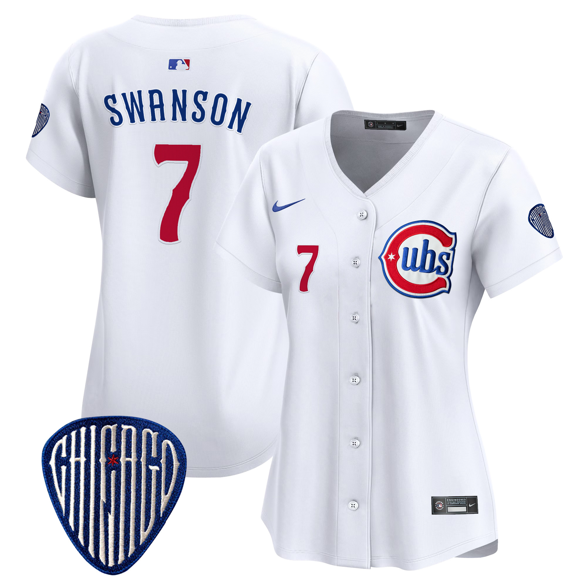 Dansby Swanson Women's Chicago Cubs Blue Alternate Vapor Premier Limited White Jersey - All Stitched