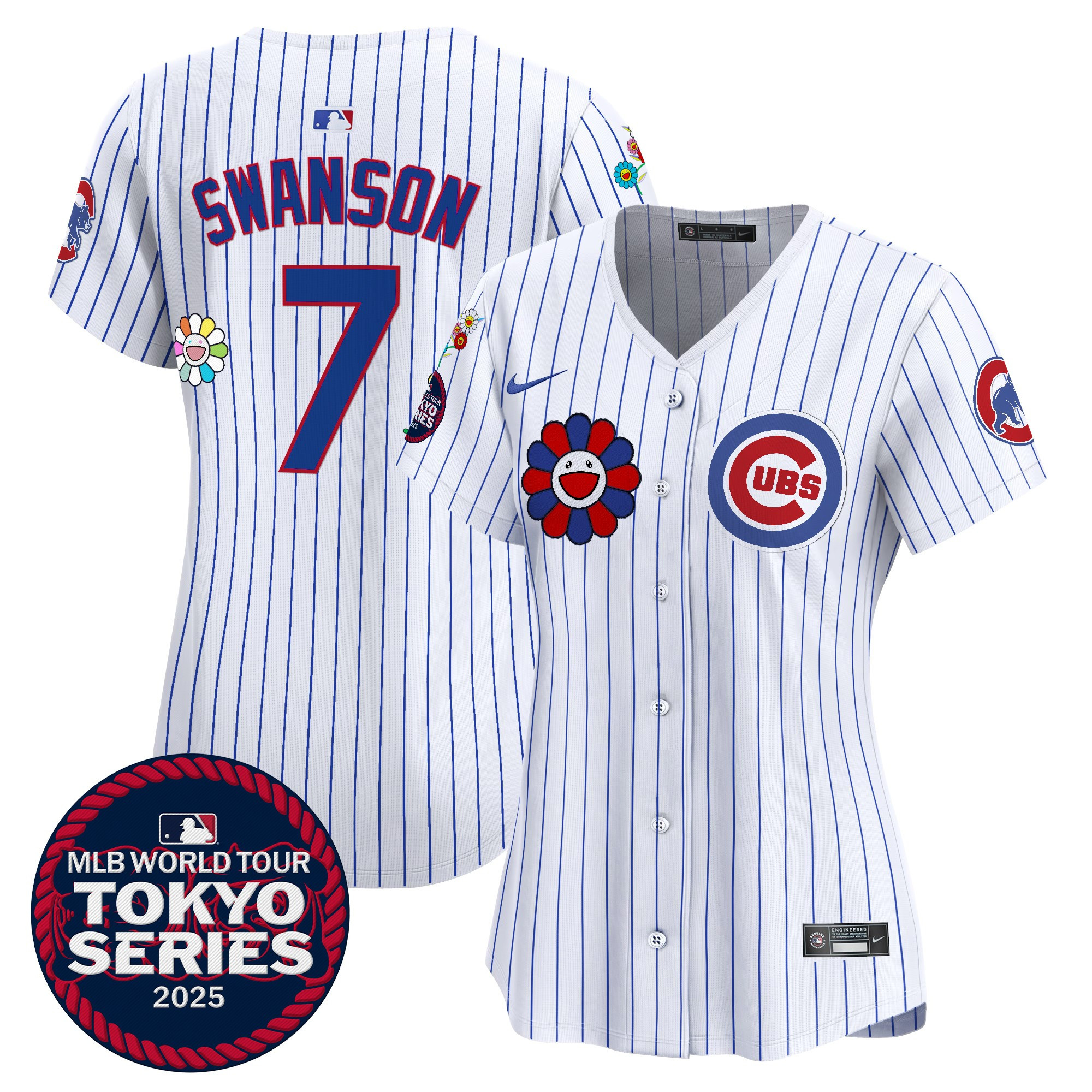 Dansby Swanson Women's Chicago Cubs Tokyo Series 2025 Vapor Premier Limited Pinstripe Jersey - Stitched