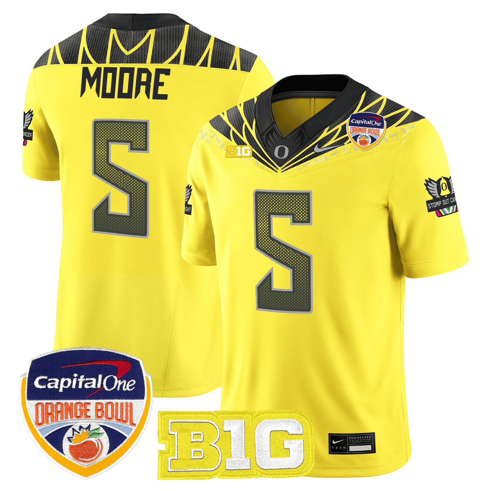 Dante Moore Men's Oregon Ducks 2026 Orange Bowl Vapor Limited Yellow Jersey - All Stitched