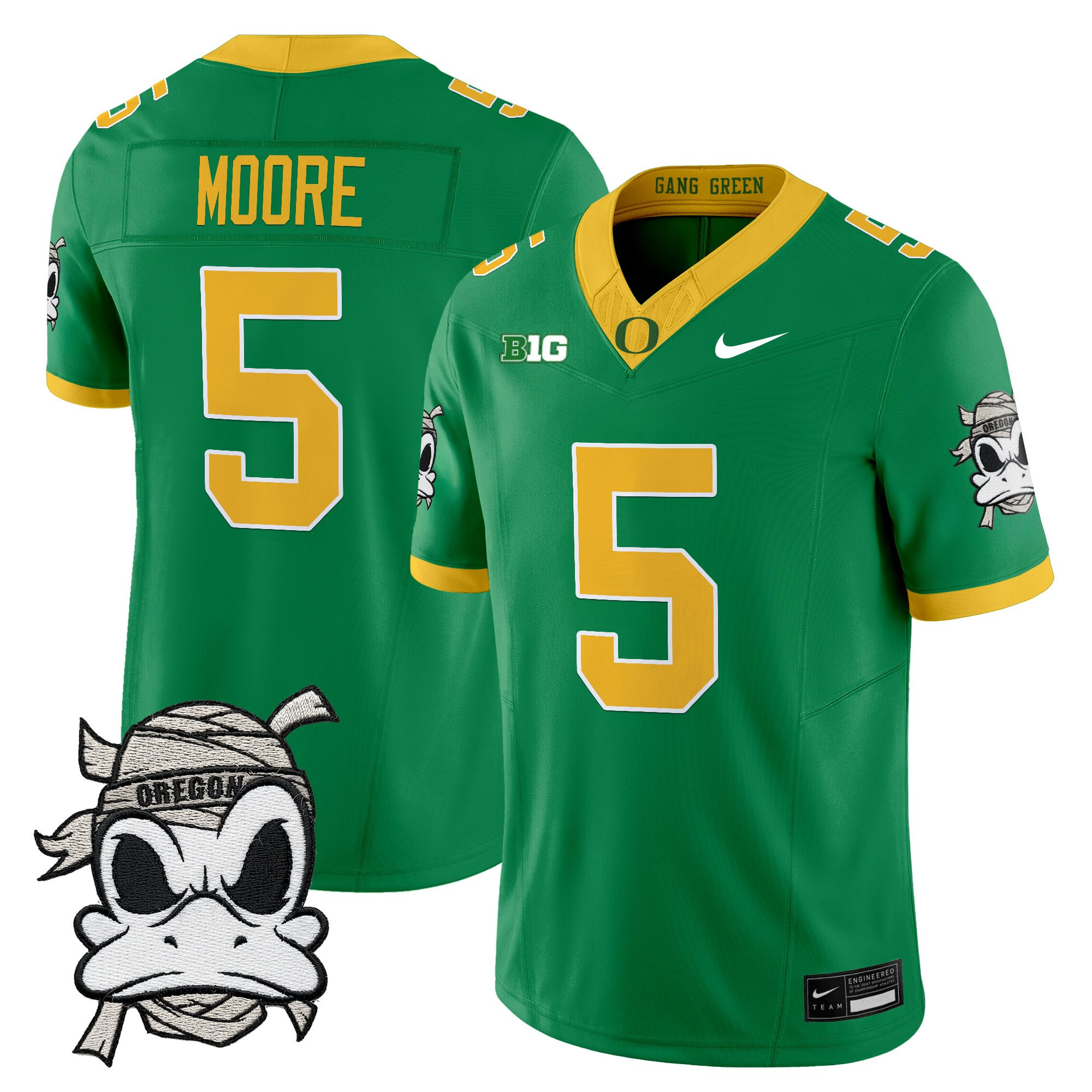 Dante Moore Youth's Oregon Ducks 2025 Mummy Duck Vapor Limited Green Jersey - All Stitched