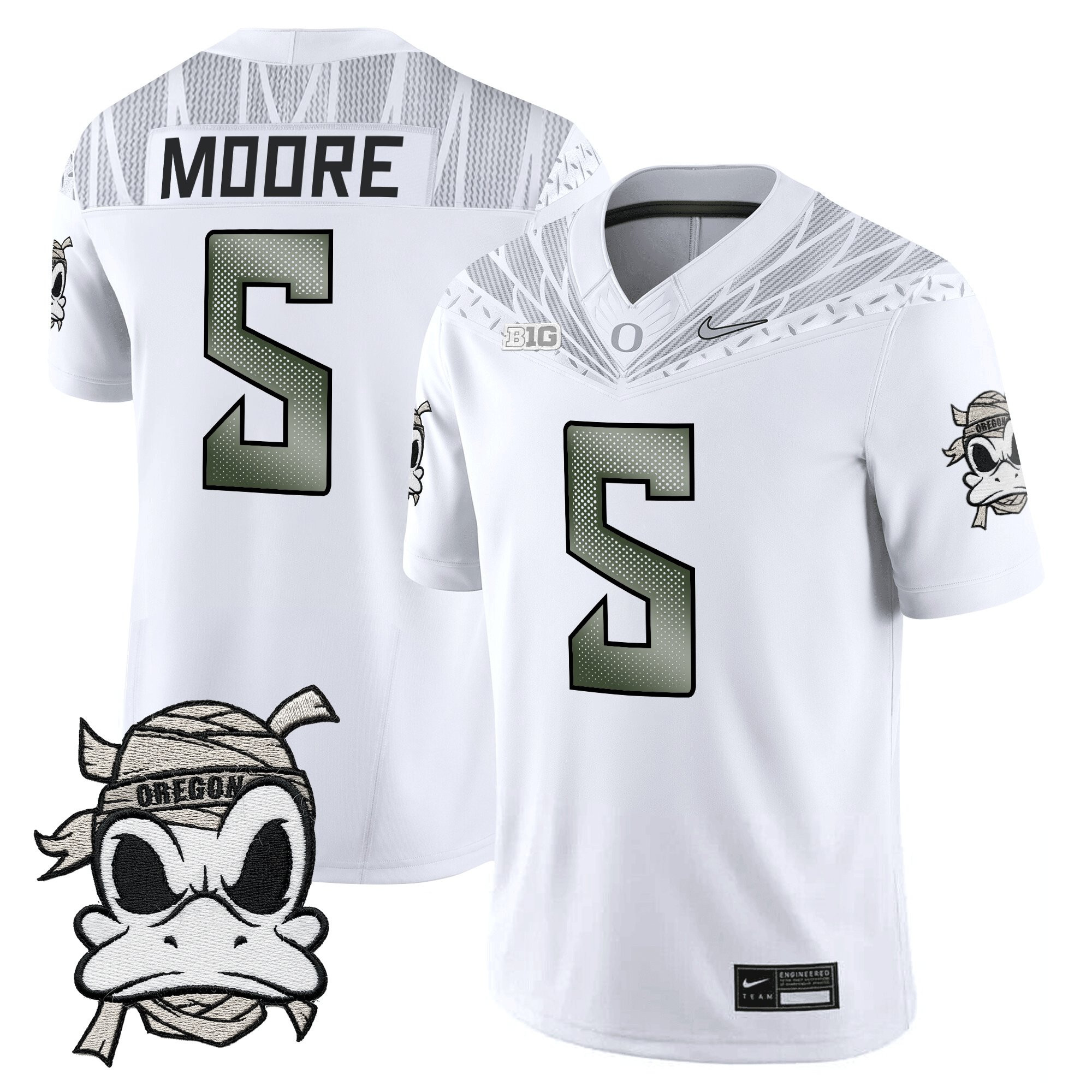 Dante Moore Youth's Oregon Ducks 2025 Mummy Duck Vapor Limited White Jersey - All Stitched