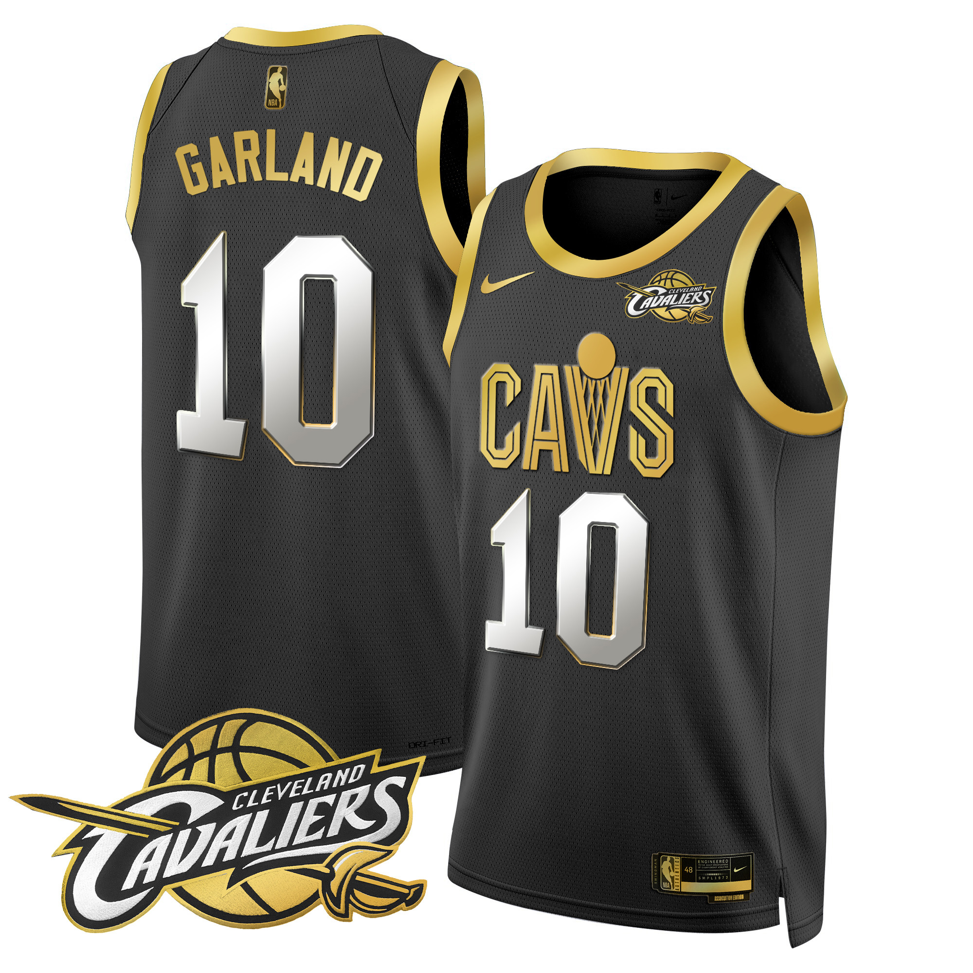 Darius Garland Men's Cleveland Cavaliers Swingman Black Gold Jersey V2 - All Stitched