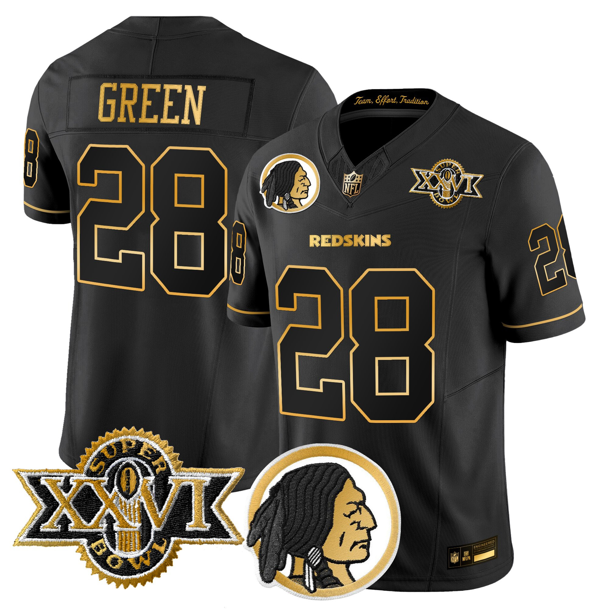 Darrell Green Men's Washington Commanders Throwback 1992 Super Bowl XXVI Patch Gold Vapor Limited Black Gold Jersey - All Stitched