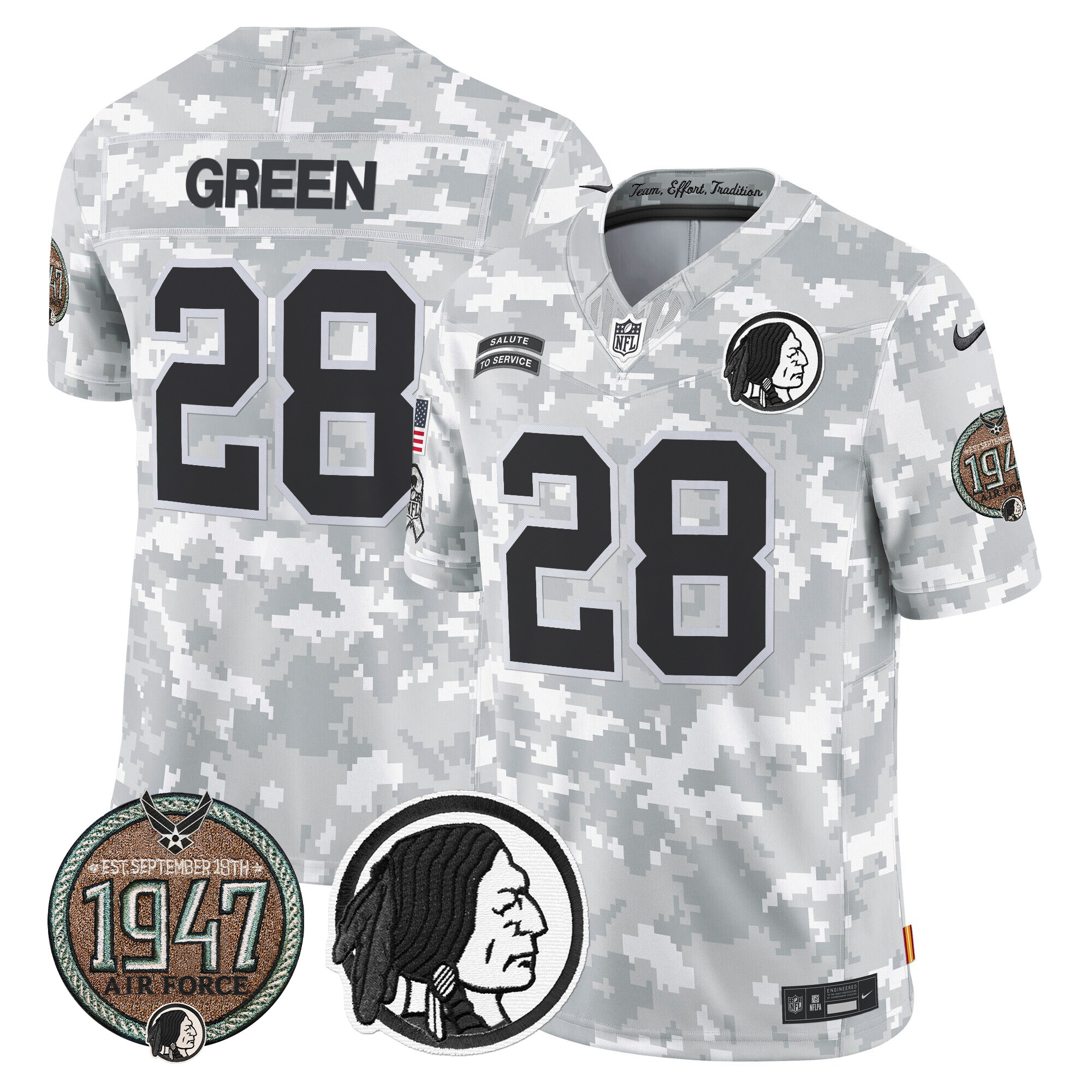 Darrell Green Men's Washington Redskins 2024 Salute to Service Establishment Year Patch Vapor Limited Air Force Jersey - All Stitched