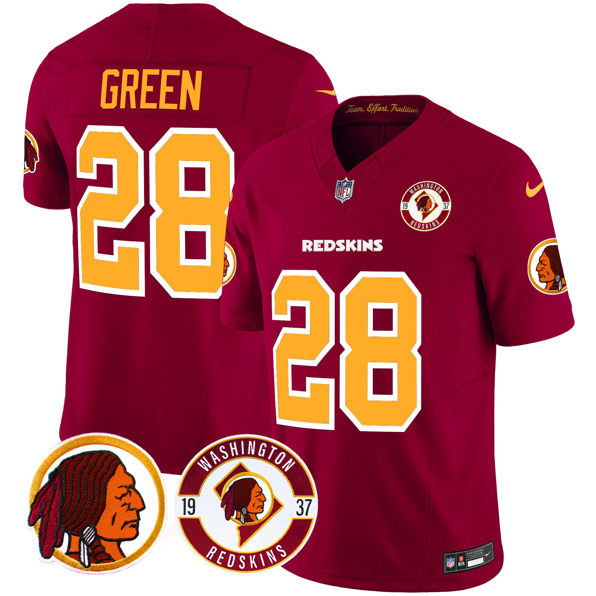 Darrell Green Men's Washington Redskins 2024 Vapor Limited Burgundy Jersey - Est. 1937 Patch - All Stitched