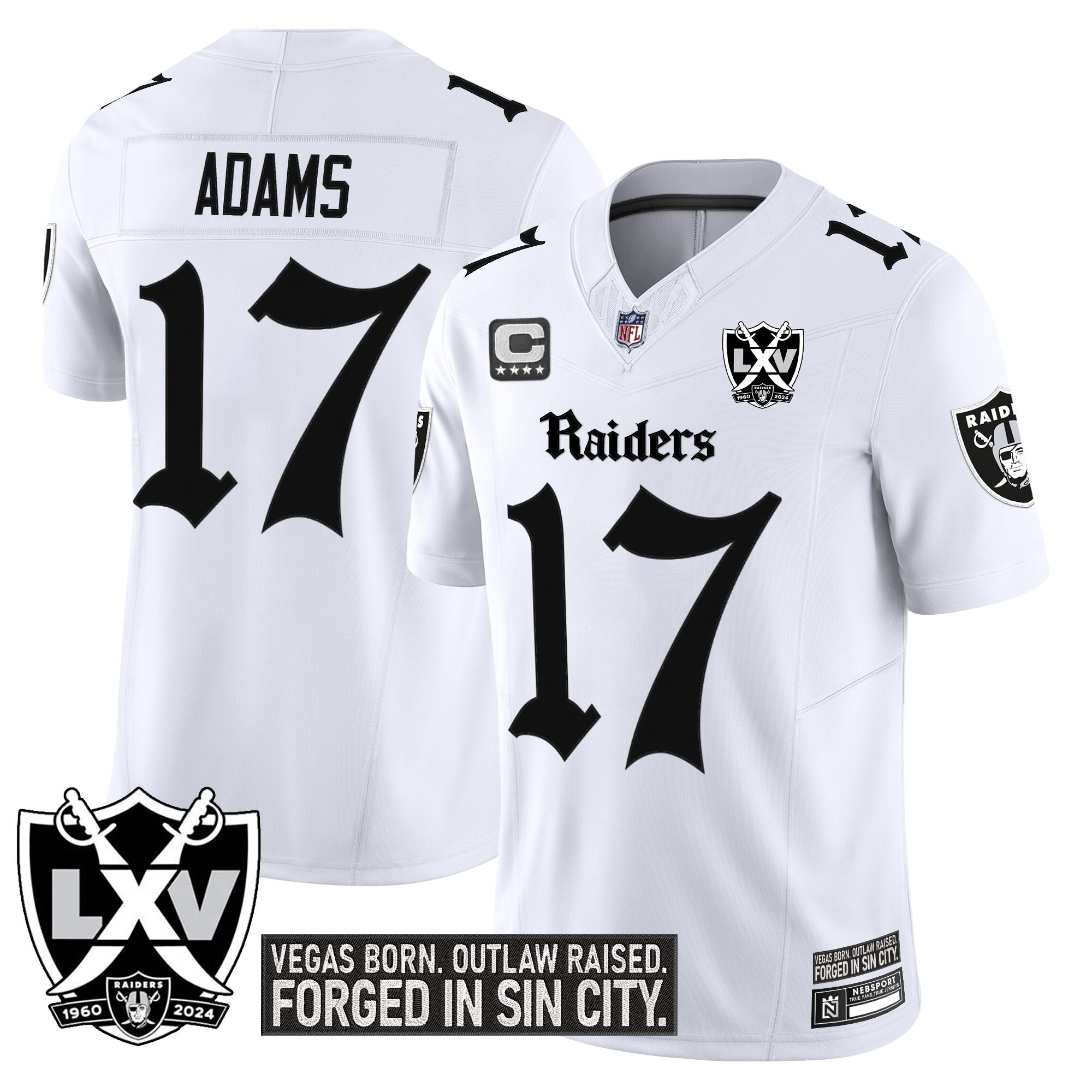 Davante Adams Men's Las Vegas Raiders Gothic Sin City Shadows Edition Vapor Limited White Jersey - All Stitched