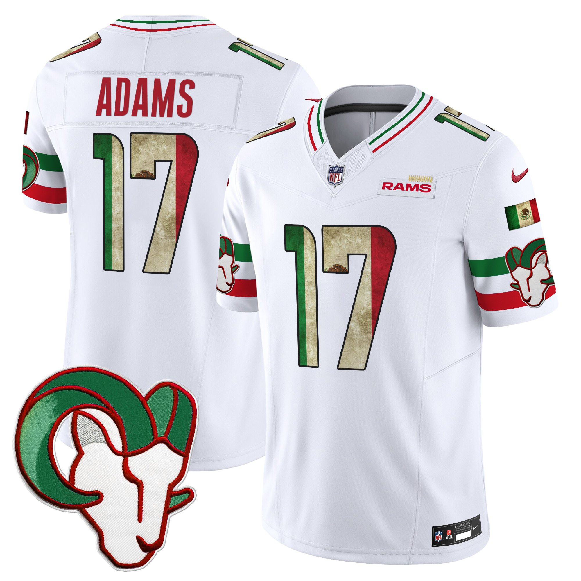 Davante Adams Men's Los Angeles Rams 2025 Mexico Vapor Limited White Jersey - All Stitched
