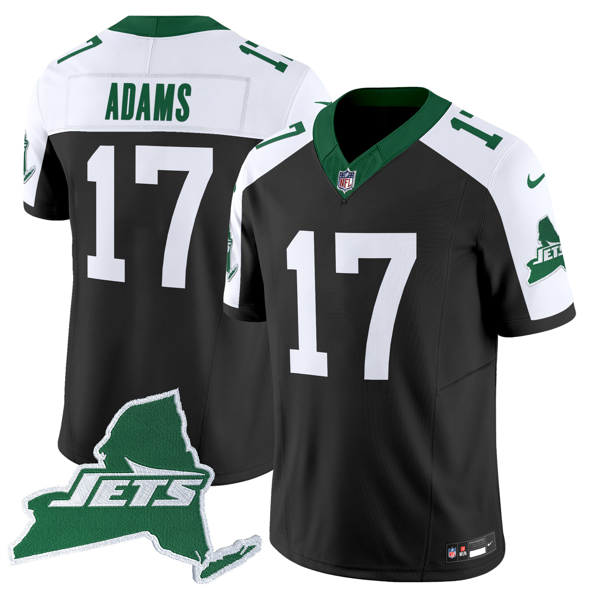 Davante Adams Men's New York Jets Home Patch Vapor Legacy Limited Black Alternate Jersey - All Stitched