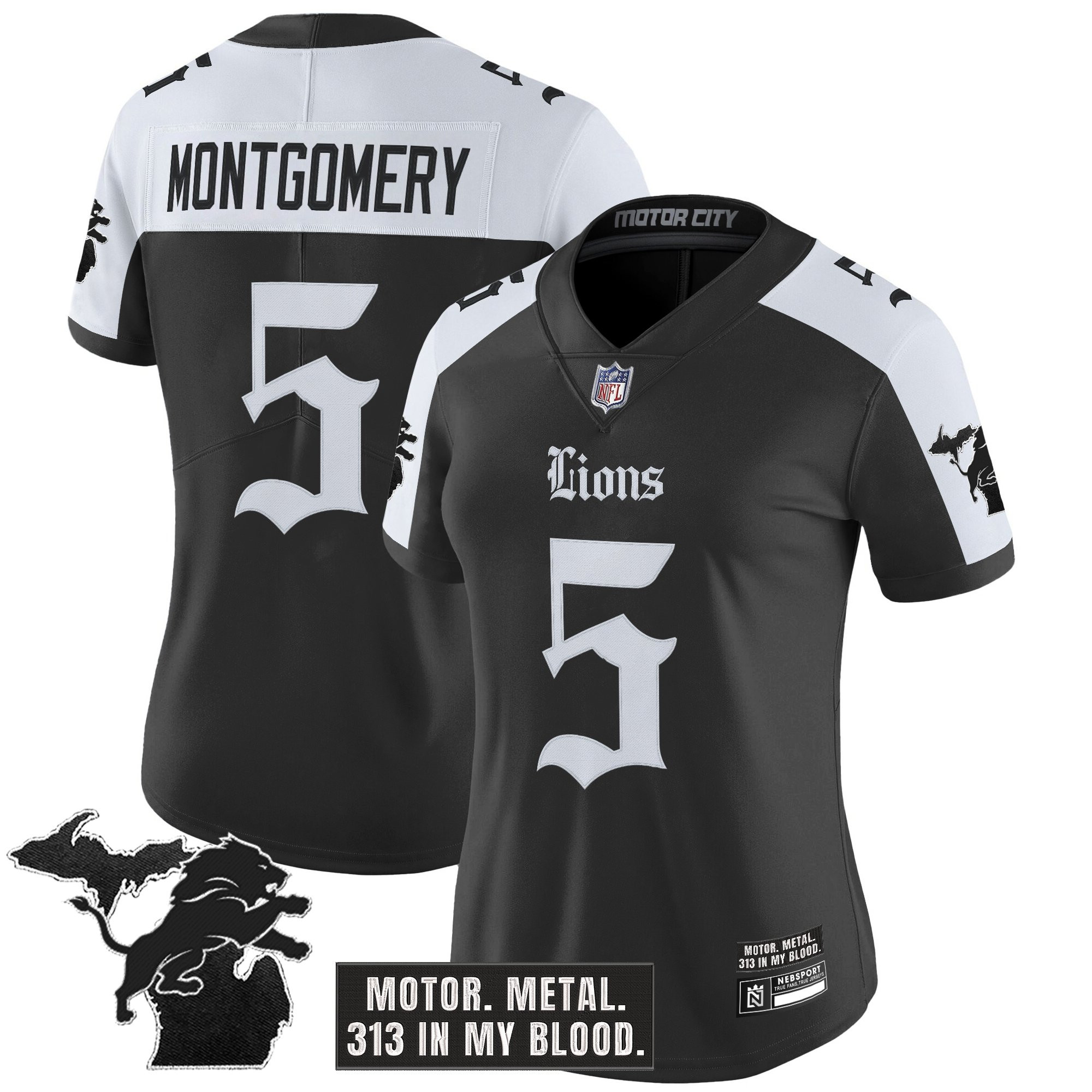 David Montgomery Women's Detroit Lions Gothic Motor Grit Edition Vapor Limited Alternate Jersey - All Stitched