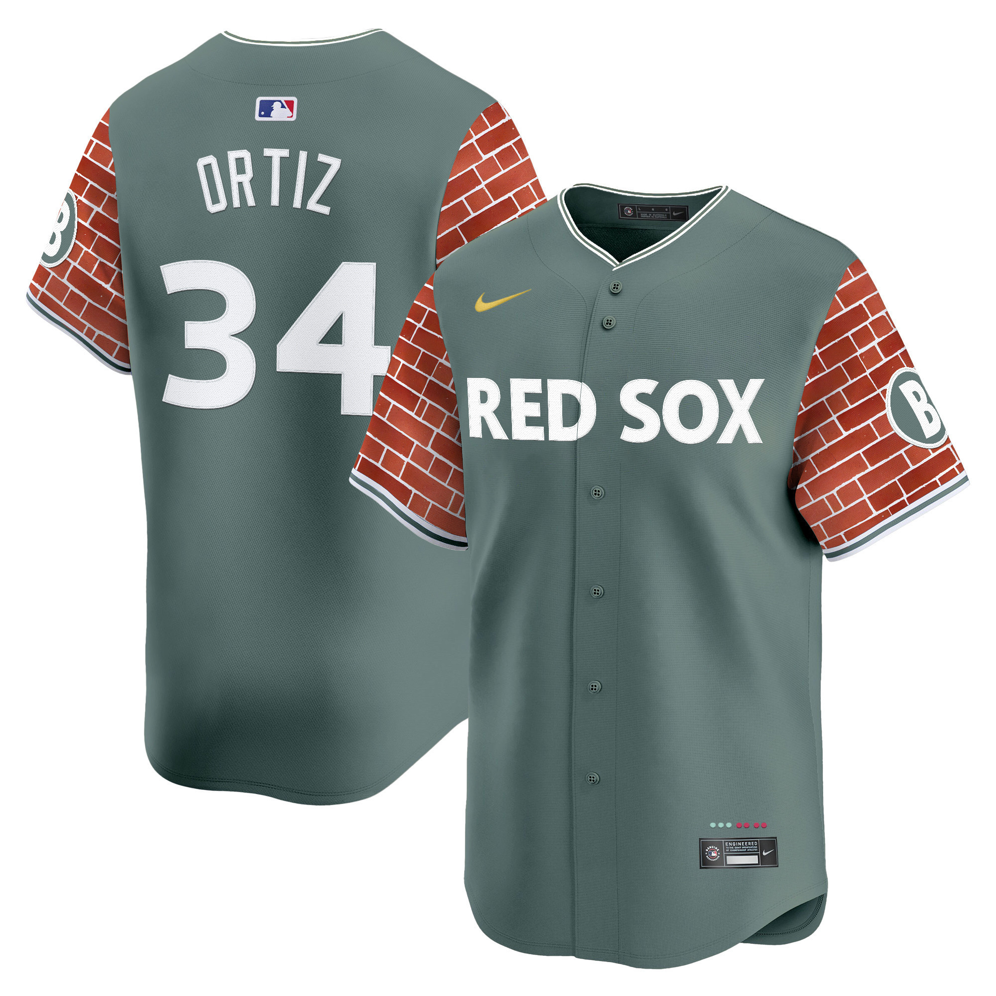 David Ortiz Men's Boston Red Sox 2025 Fenway Red Brick Style Vapor Premier Limited Green Jersey - Stitched