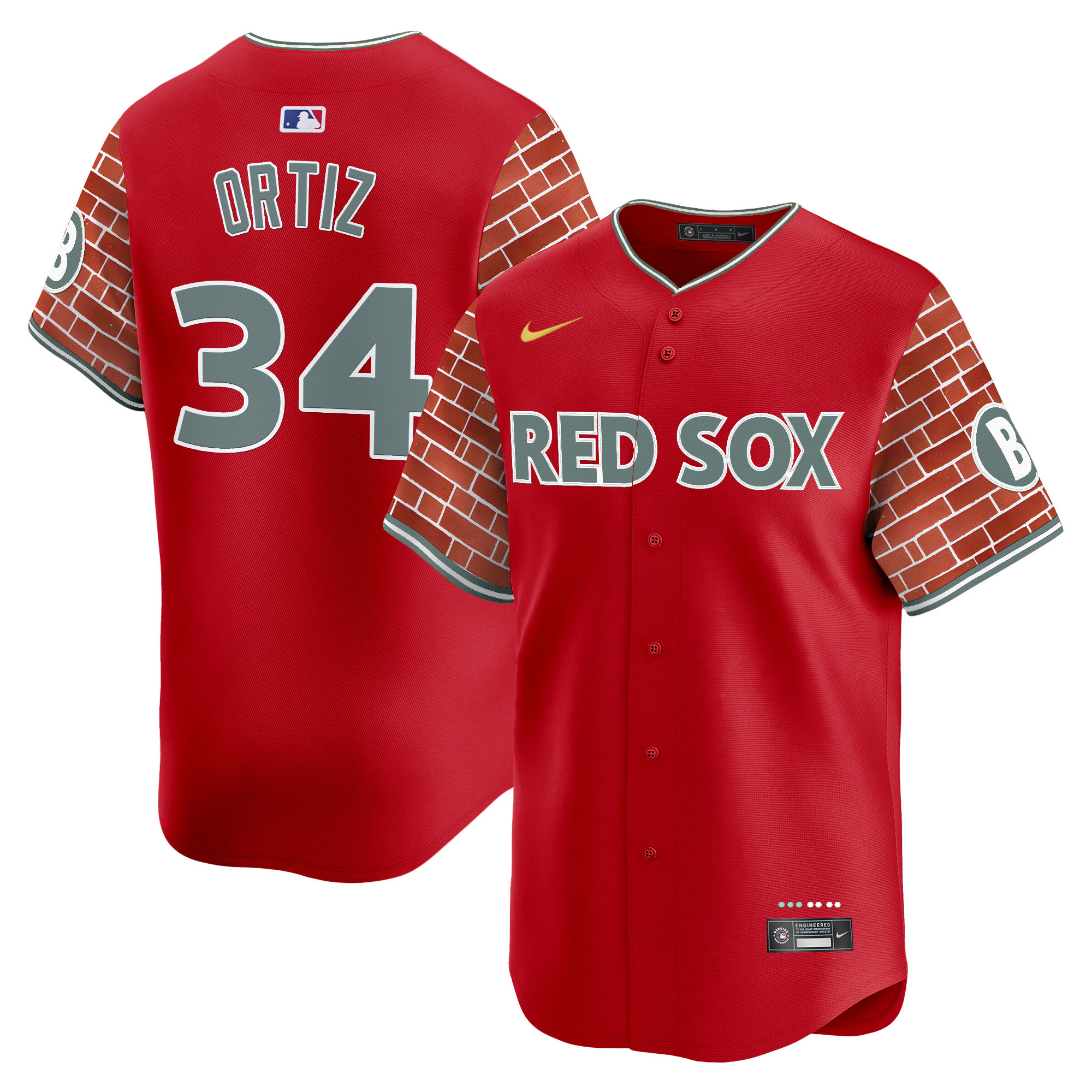 David Ortiz Men's Boston Red Sox 2025 Fenway Red Brick Style Vapor Premier Limited Red Jersey - Stitched