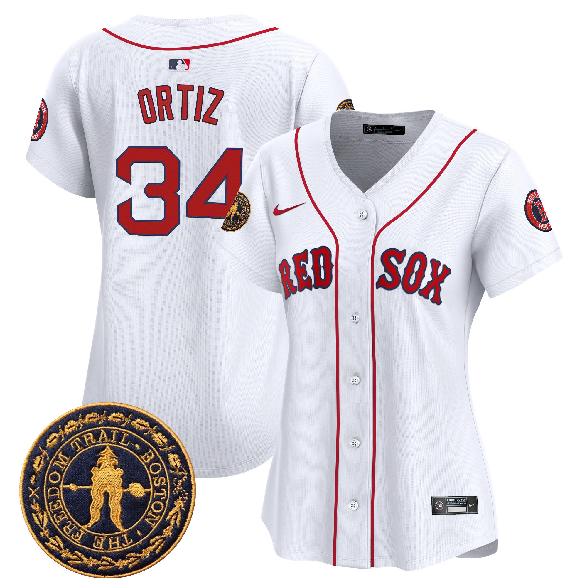 David Ortiz Women's Boston Red Sox Freedom Trail Patch Vapor Premier Limited White Jersey - All Stitched