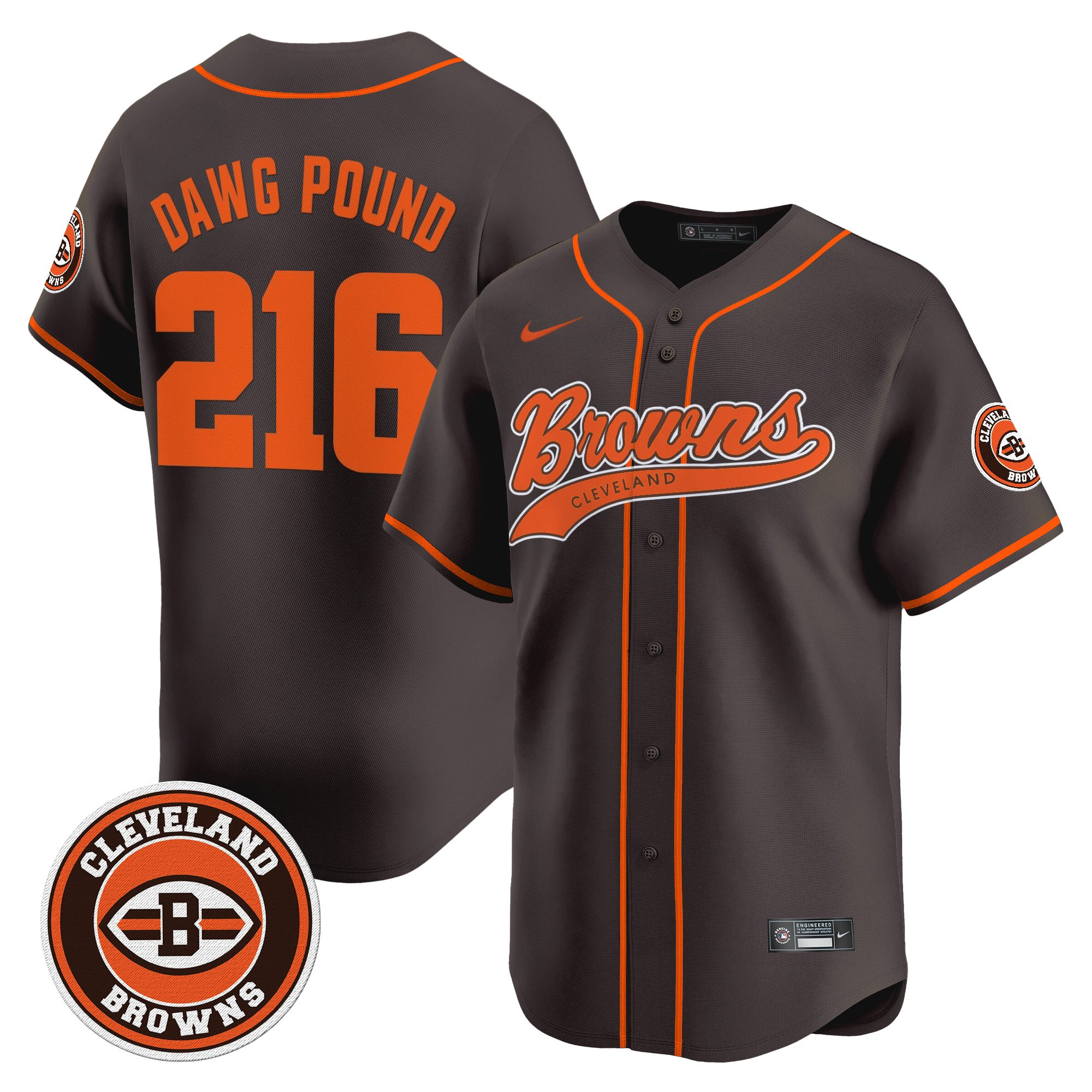 Dawg Pound 216 Men's Cleveland Browns 2025 Vapor Premier Limited Brown Jersey - All Stitched