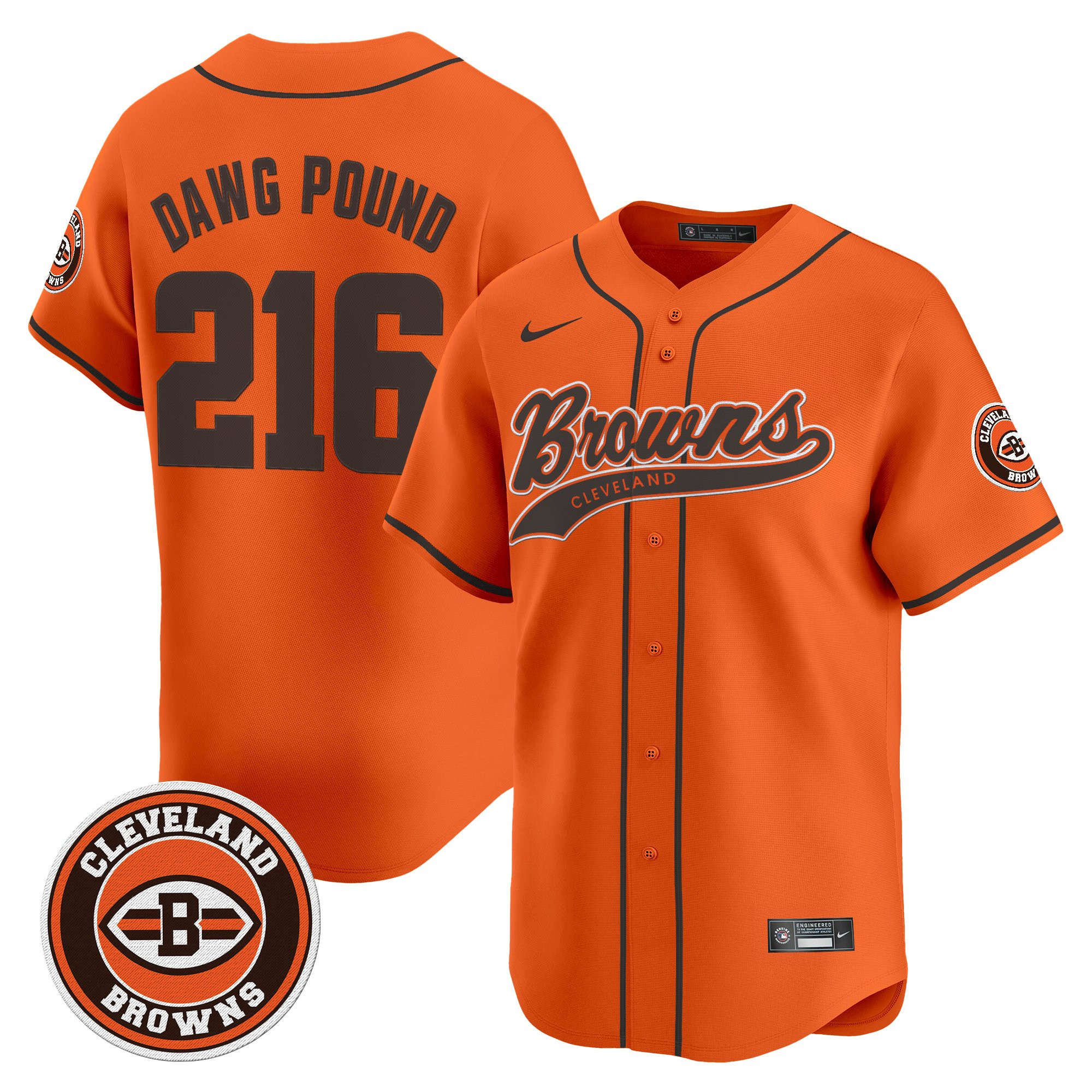 Dawg Pound 216 Men's Cleveland Browns 2025 Vapor Premier Limited Orange Jersey - All Stitched