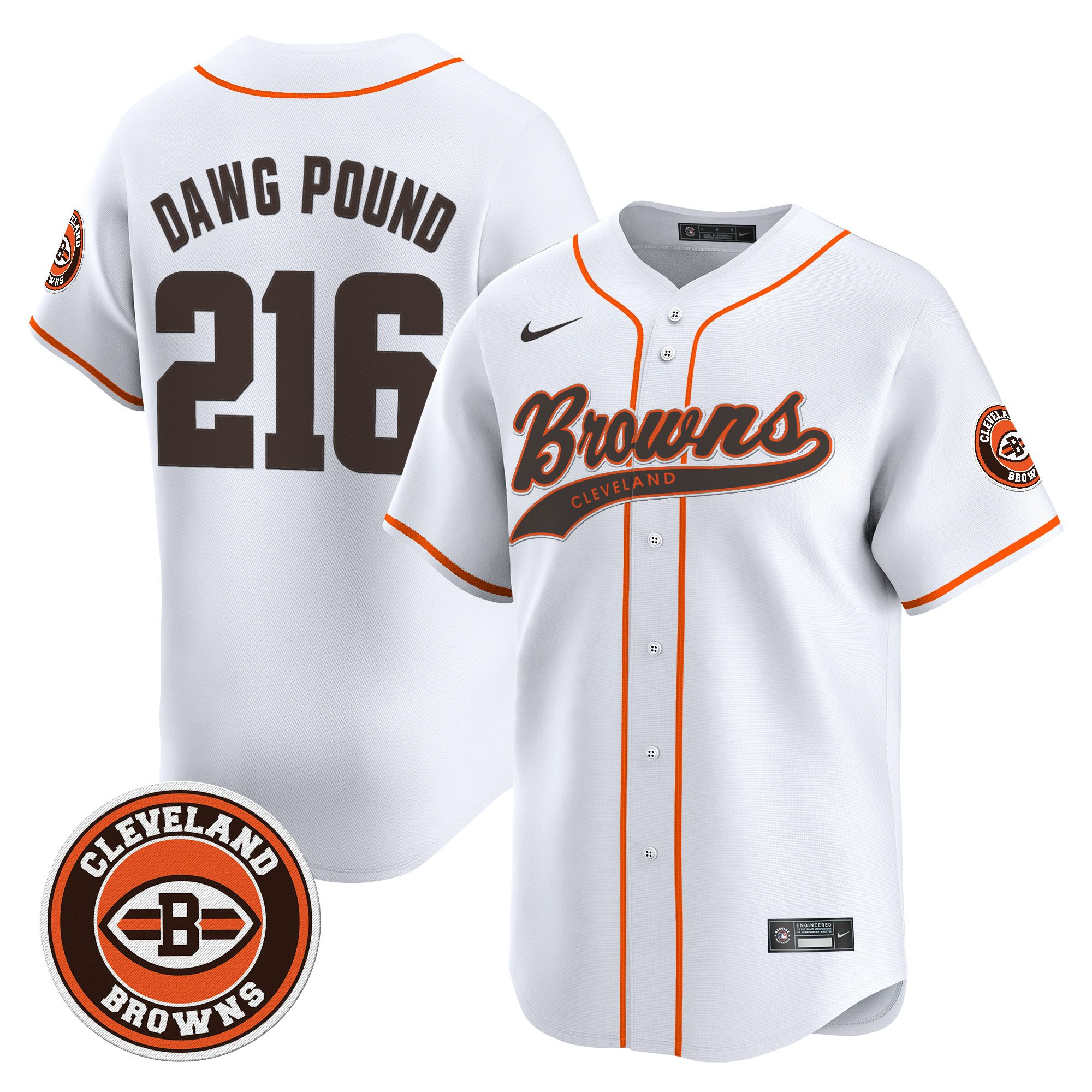 Dawg Pound 216 Men's Cleveland Browns 2025 Vapor Premier Limited White Jersey - All Stitched