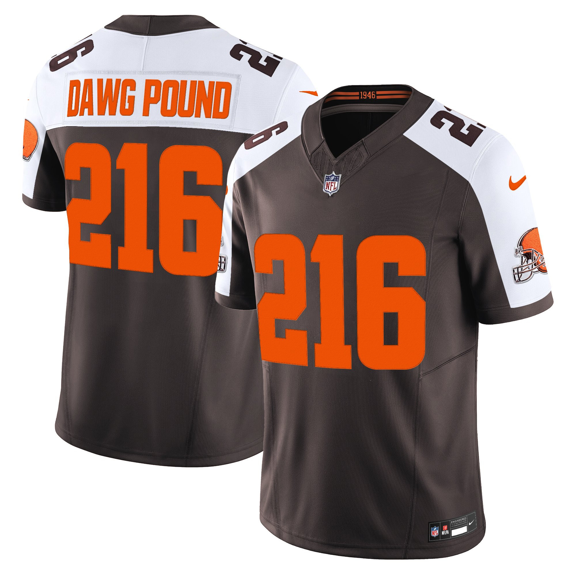 Dawg Pound 216 Men's Cleveland Browns Alpha Dawg Edition Vapor Limited Brown Alternate Jersey - All Stitched