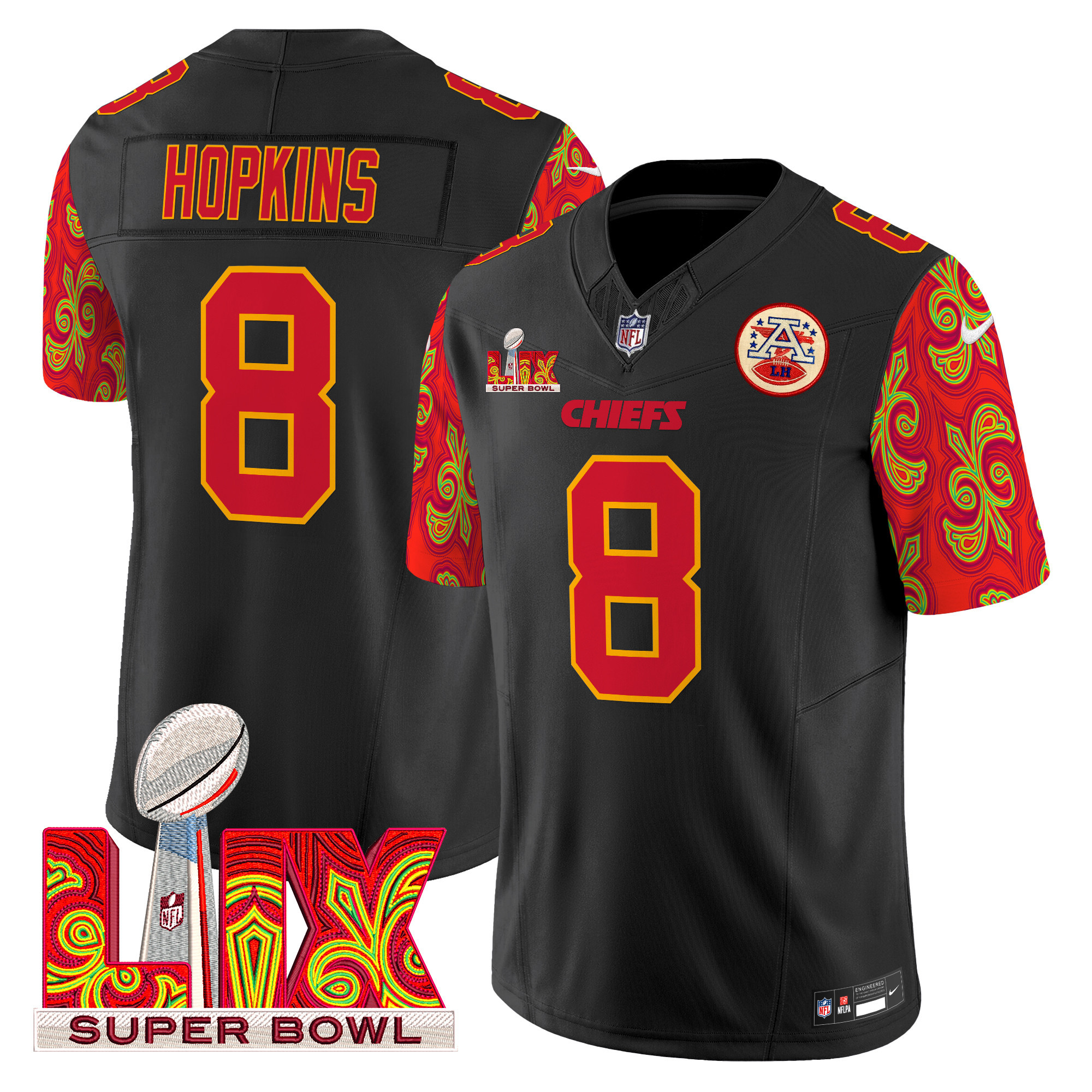 DeAndre Hopkins Men's Kansas City Chiefs Super Bowl LIX Style Vapor Limited Black Jersey - All Stitched